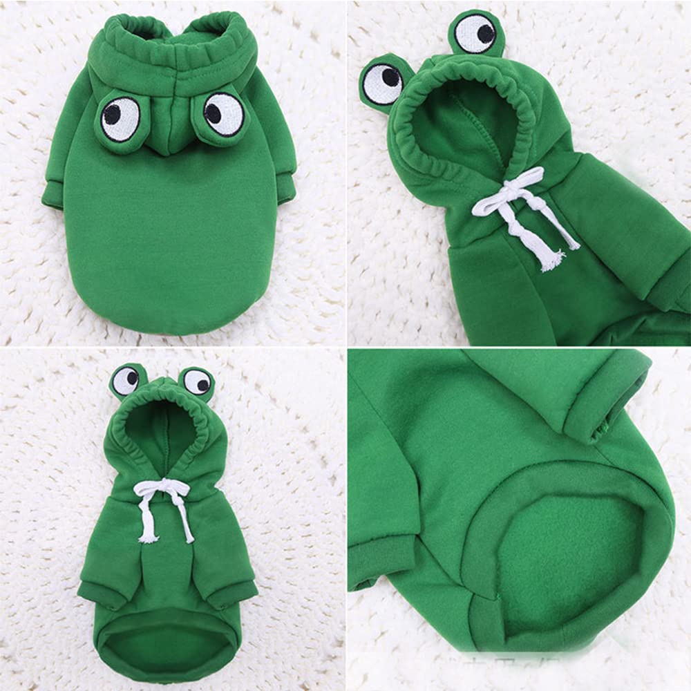 Green Frog Dog Costume for Small Dogs - Christmas & Halloween Pet Outfits, Puppy Hoodie for Yorkie, Chihuahua, Pomeranian (XS) - Perfect for Holiday Photos & Pet Parties