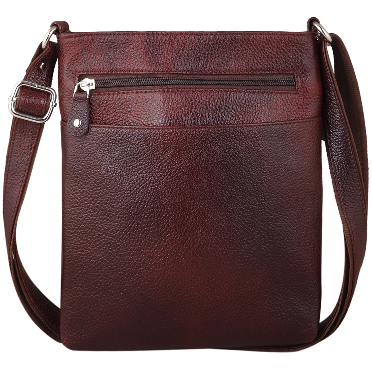 mtuggar Genuine Leather Sling Messenger Bag - Unisex Crossbody Bag with Adjustable Strap for Travel, Work & Daily Use | Multipurpose Utility Shoulder Bag in Brown