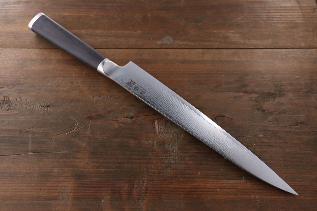 Premium Miyako AUS8 33-Layer Damascus Yanagiba Sushi Knife 240mm - Japanese High-Carbon Steel Blade for Professional Chefs & Sushi Masters - Perfect for Slicing Raw Fish & Preparing Sashimi