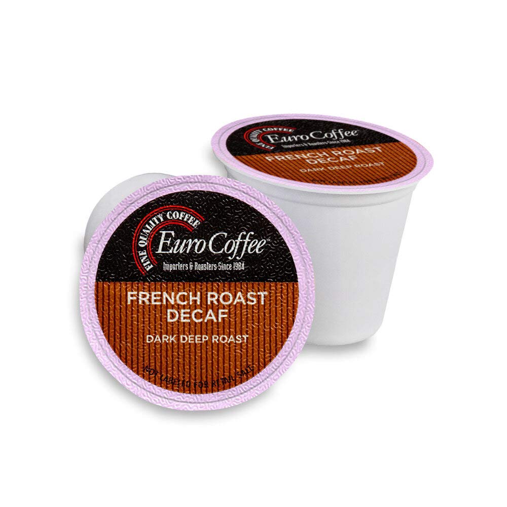 Premium Euro Coffee Single-Serve Cups - French Roast Decaffeinated (52 Count) | Compatible with Keurig K-Cup Brewers | Perfect for Home, Office & Morning Coffee Rituals