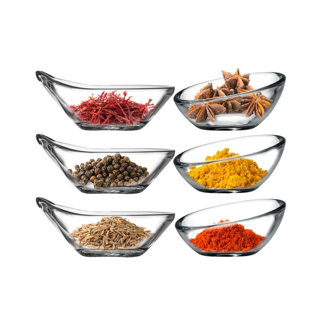 6-Piece Clear Stackable Glass Bowl Set for Kitchen Prep, Desserts, Dips, Candy & Nuts - Mini Appetizer & Dinner Plates for Entertaining, Parties & Daily Use