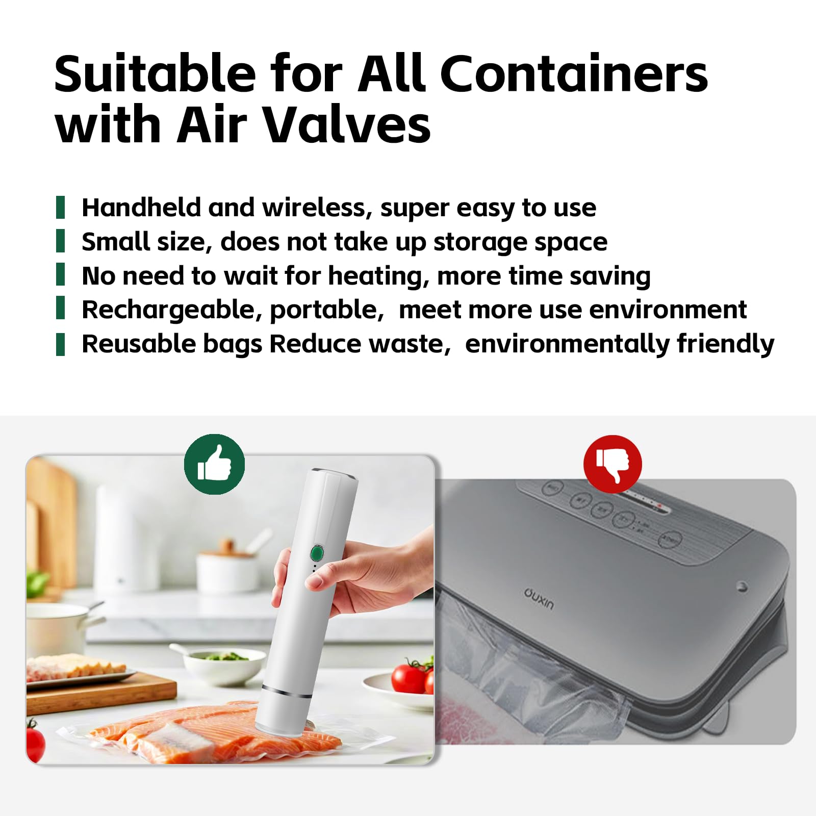 Portable Handheld Vacuum Sealer Machine for Food Preservation | Includes 30 Vacuum Sealed Bags | Ideal for Meal Prep, Sous Vide & Extending Food Freshness
