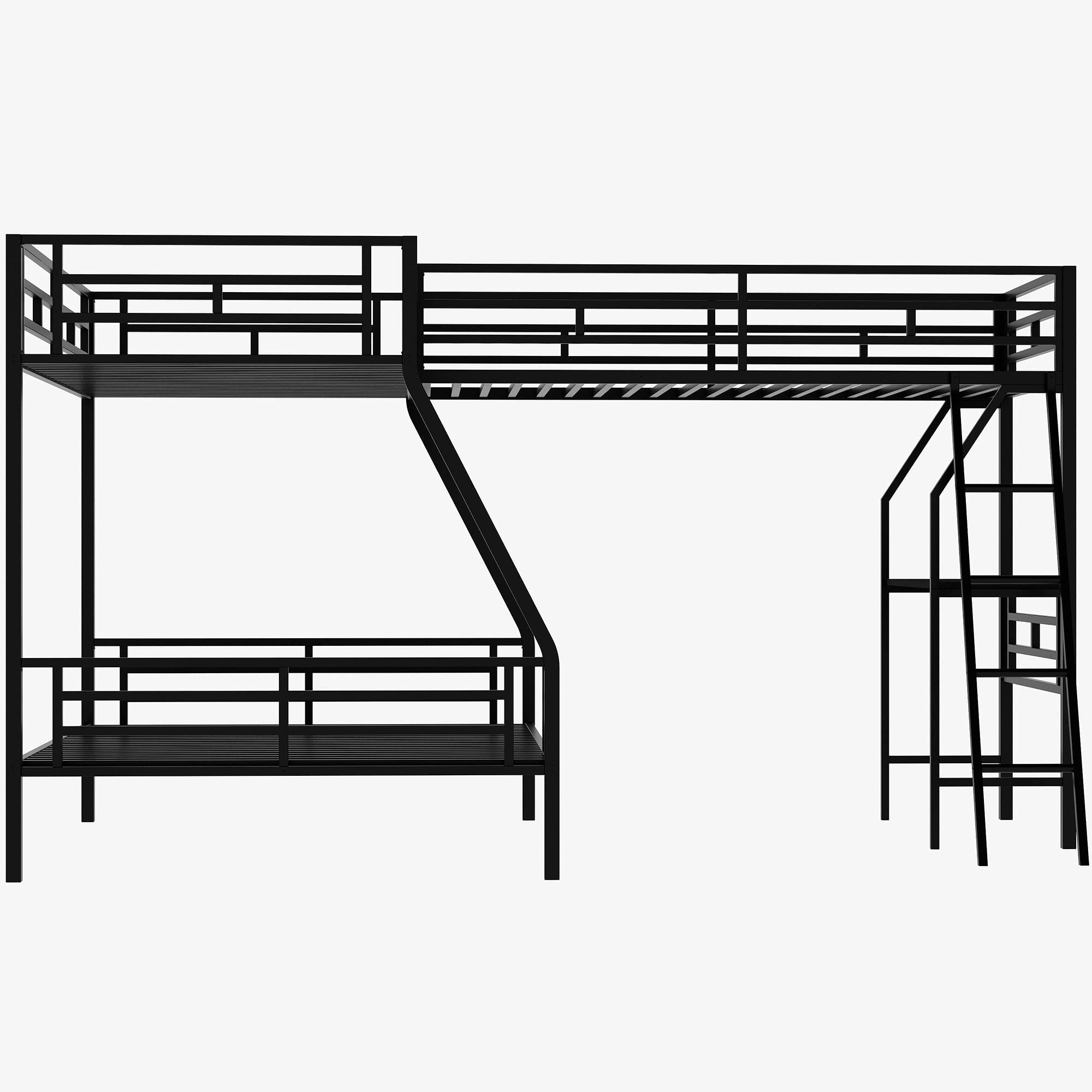 Metal Bunk Bed Frame with Loft & Desk - Twin Over Full for Kids' Bedroom