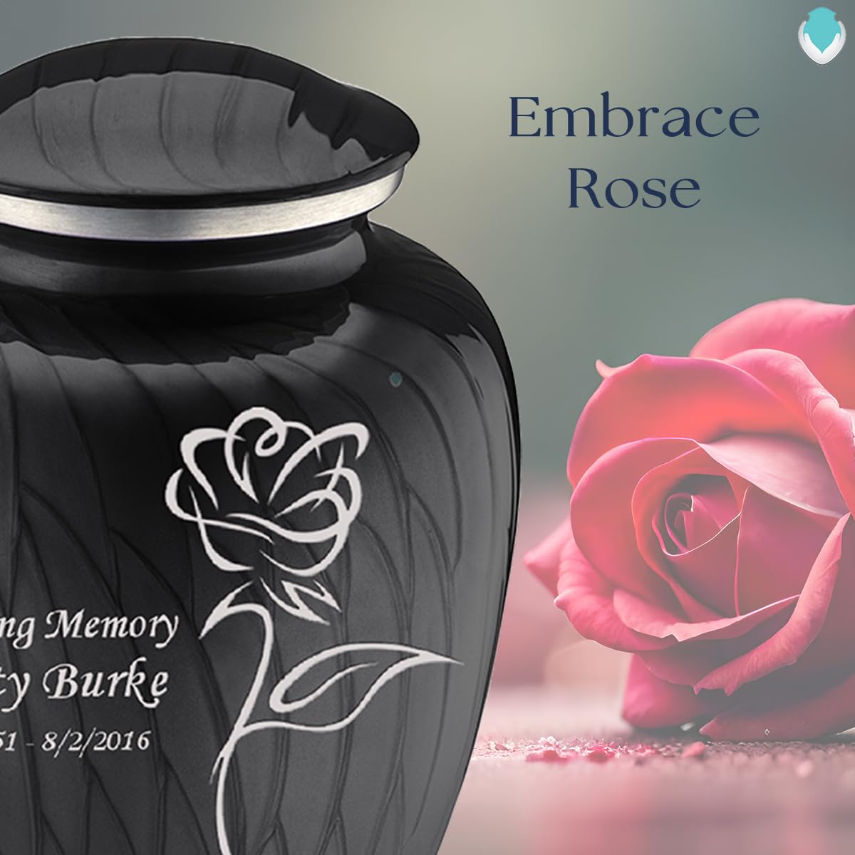 Personalized Rose Cremation Urn for Human Ashes - Large Pearl Black Funeral Urn for Adults with Double-Side Engraving - Holds 200 lbs - Perfect for Memorial Services, Home Display & Honoring Loved Ones