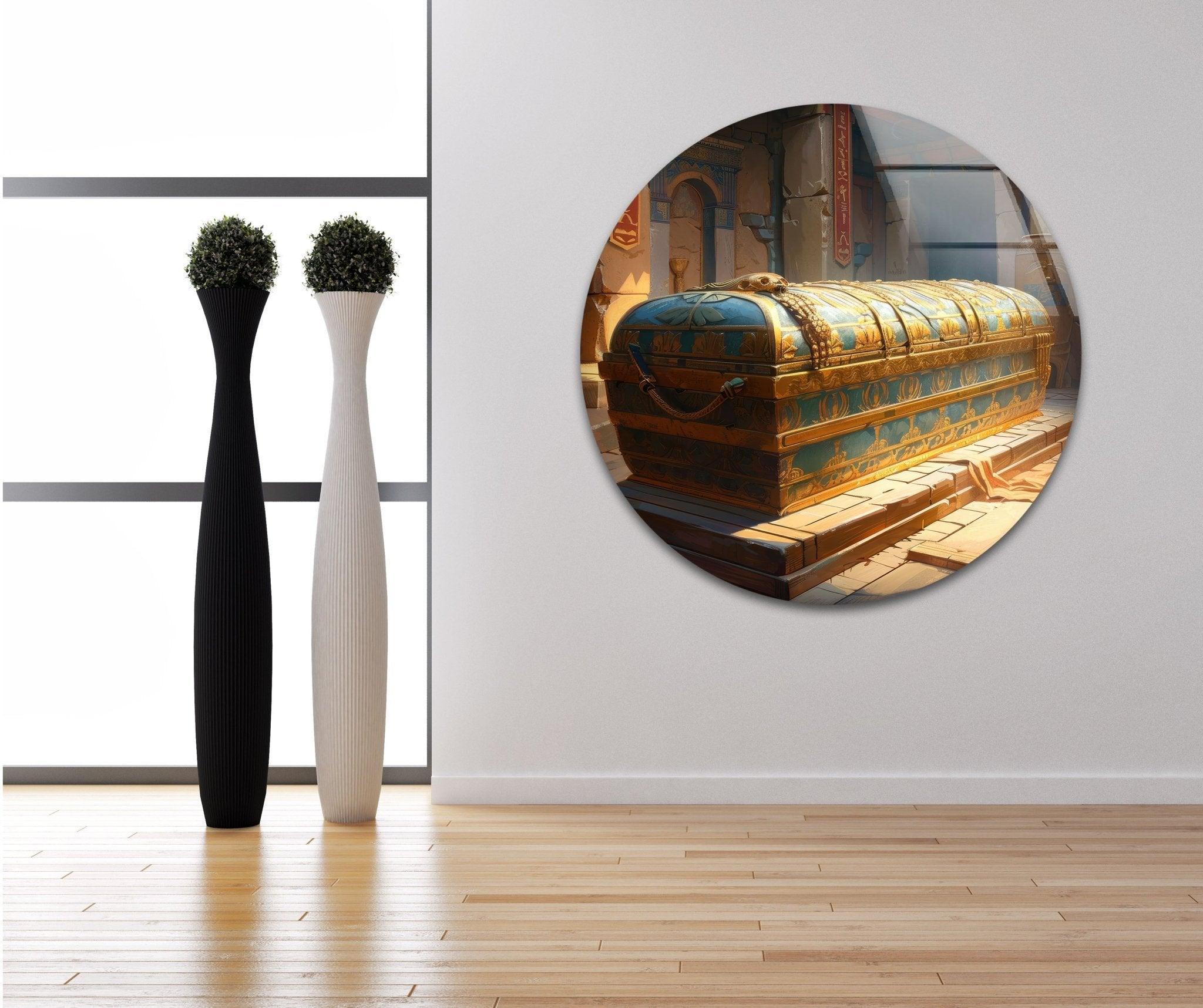 Ancient Pharaoh Tomb Glass Wall Art - Egyptian Pharaoh Decor for Home & Office - Perfect for Living Room, Bedroom, or Office Wall Decor