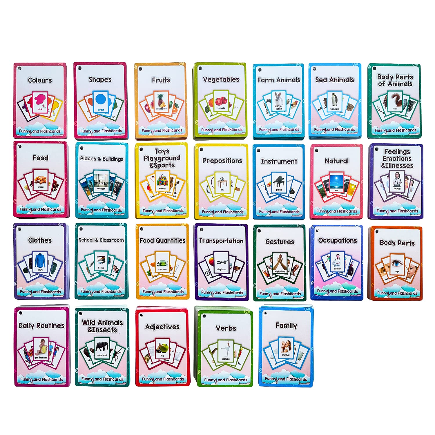 Lilias English Words Learning Flash Cards for Toddlers - 771 Pocket Cards with 26 Themes, Preschool & Kindergarten Learning Toys & Supplies - Perfect for Home, Classroom & Travel Learning Activities