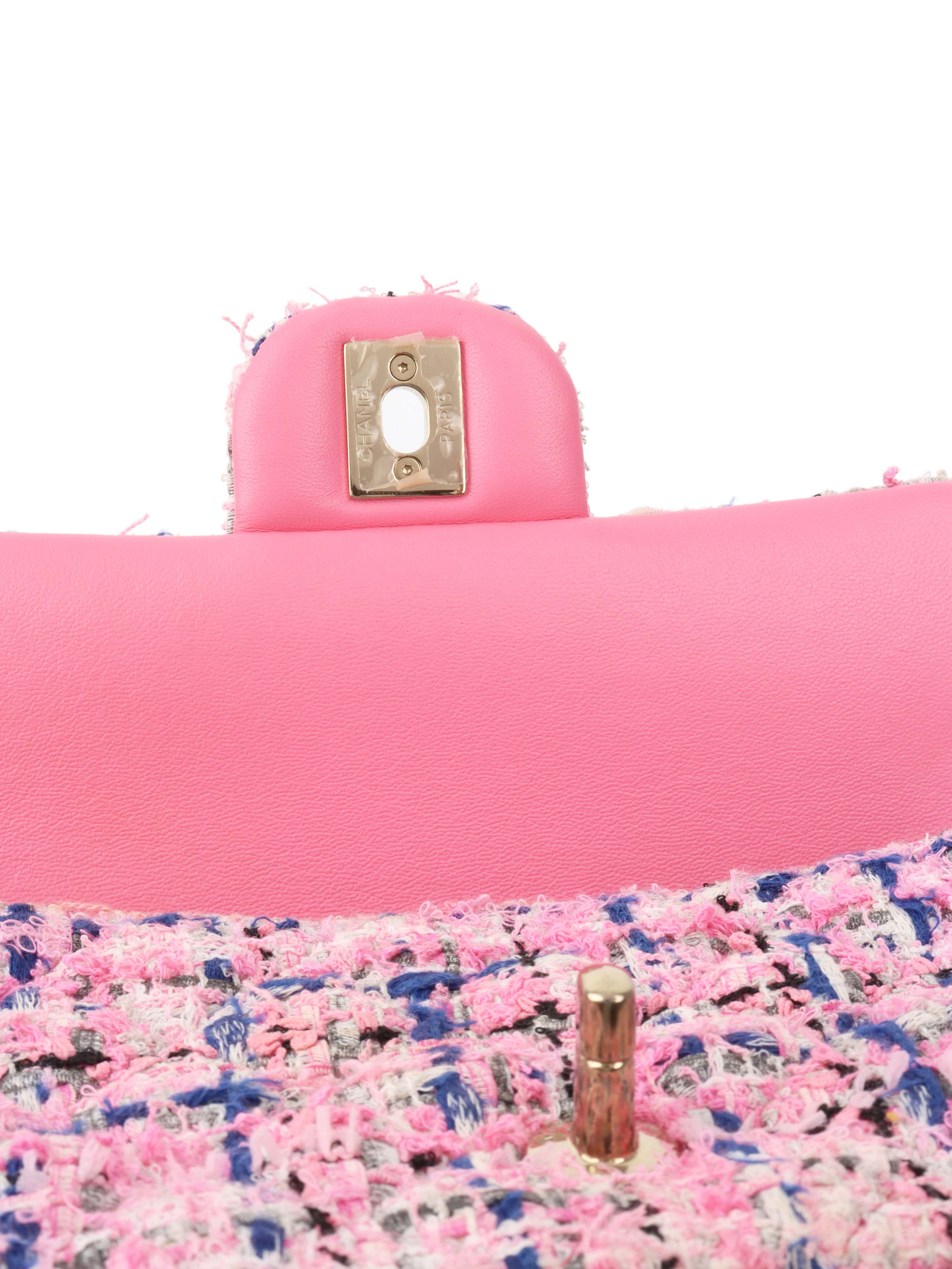 Chanel Pink & Blue Tweed Mini Rectangular Classic Flap Bag - Luxury Designer Handbag for Women | Perfect for Parties, Weddings & Special Occasions
