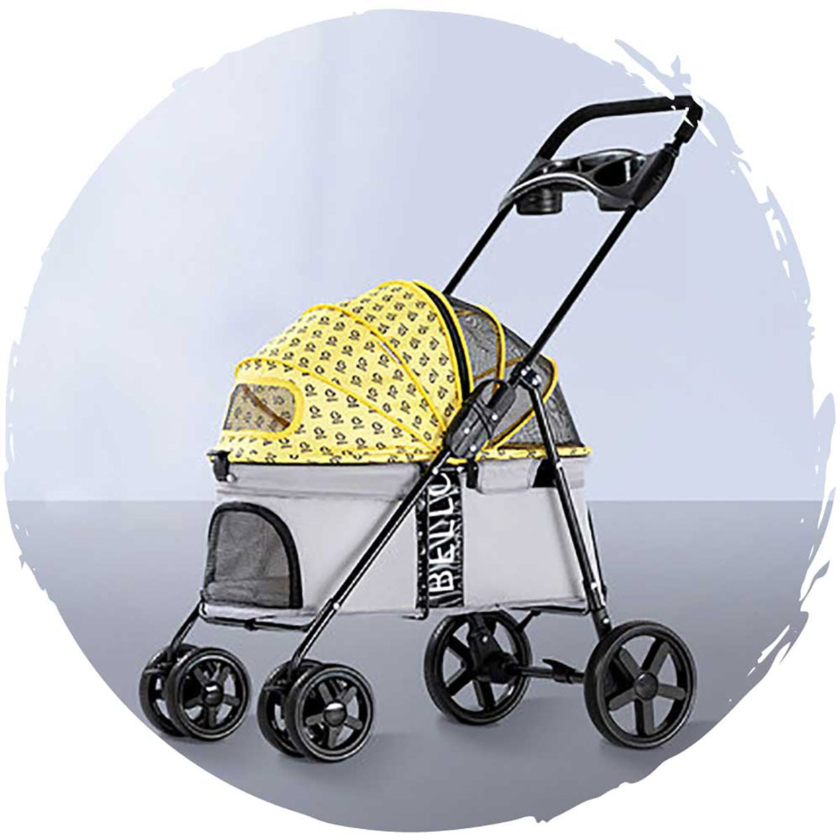 BELLO Fashion Low-Profile Breathable 4-Wheel Foldable Dog Stroller - Holds Pets Up to 15kg (33 lbs) | Perfect for Small Dogs, Senior Pets & Outdoor Walks in Parks, Shopping Malls & Neighborhoods