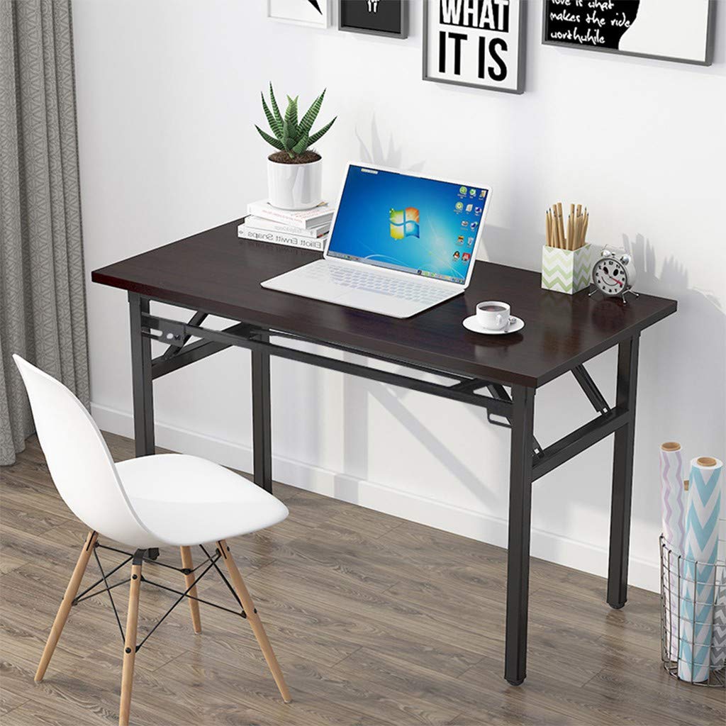 Foldable Computer Desk for Home Office - Compact Writing Table with Sturdy Frame, Perfect for Gaming, Studying & Work - Space-Saving Laptop Desk for Bedroom, Dorm or Small Spaces (Wine Red) - Ideal for Remote Work, Online Classes & Home Office Setup