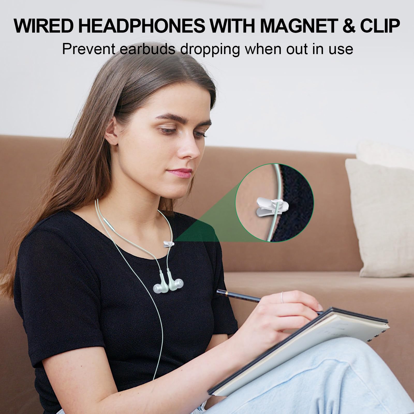 ASKUBSKU USB Headset with Microphone - 7.5ft Wired Computer Headphones with Noise Canceling & Mute Function for PC/Laptop/Surface/Switch (Green) - Perfect for Online Meetings, Gaming & Remote Work