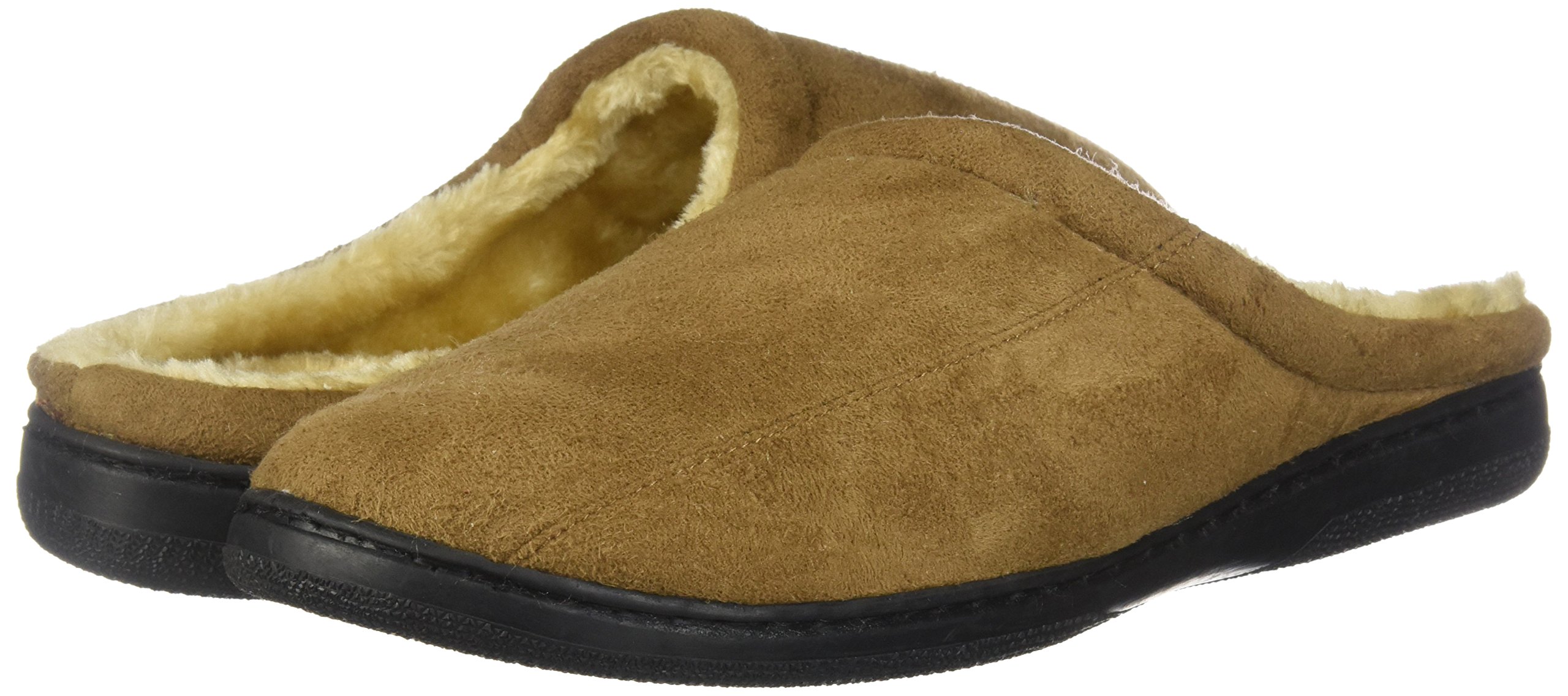 Men's Memory Foam Microsuede Slip-On House Slippers Size 7-8 - Soft Wear-Resistant Indoor Slippers with Non-Slip Rubber Sole & Warm Wool Fleece Lining - Comfortable Camel Brown Slippers for Home, Office & Relaxation
