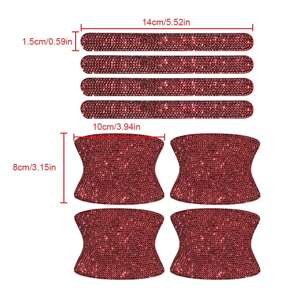 Bohisen 8pcs Bling Car Door Handle Protector Kit - Shiny Rhinestone Scratch-Resistant Stickers & Protective Film for Car Handles - Perfect for Luxury Cars, Gifts, and Vehicle Customization