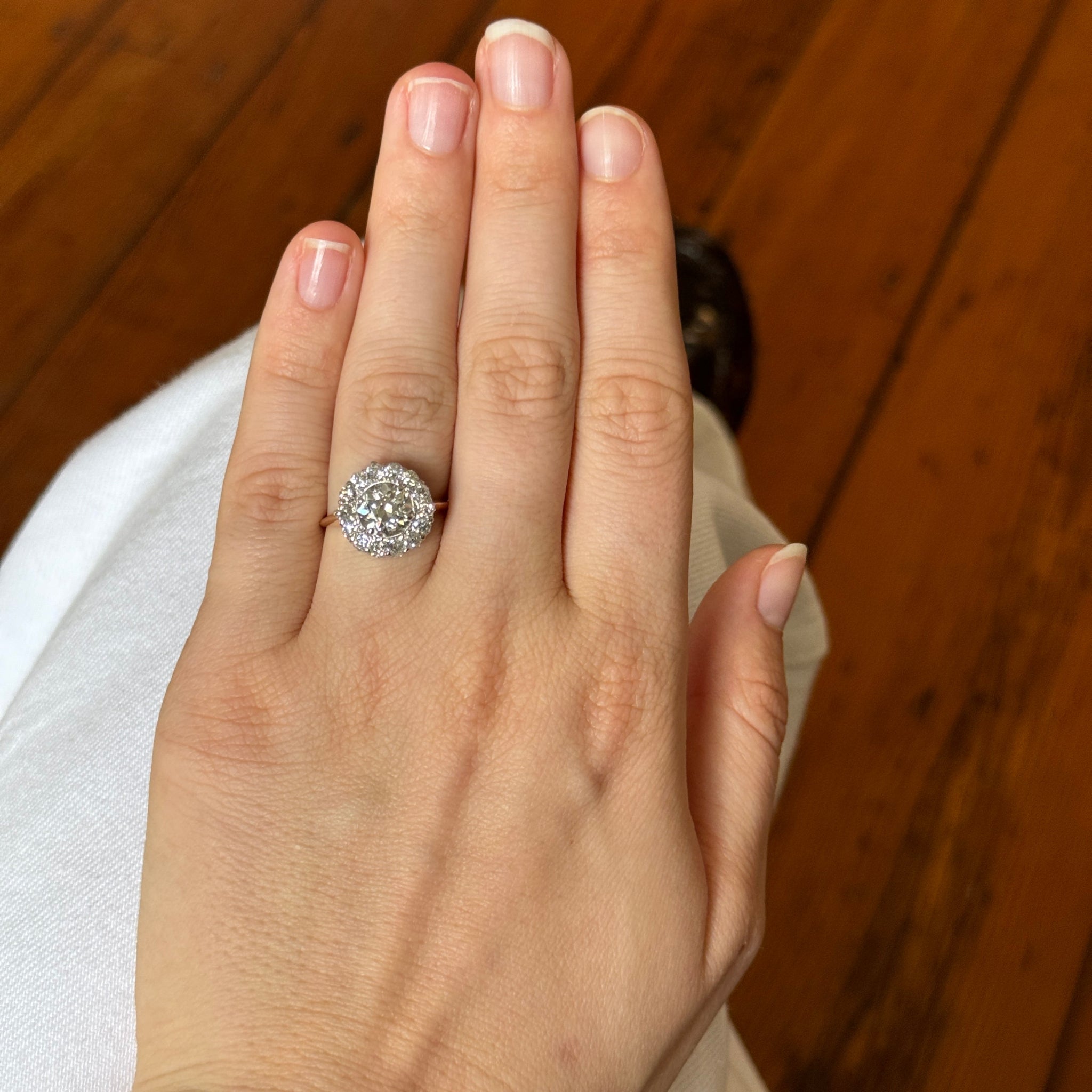 2.45ctw Victorian Old European Cut Diamond Cluster Ring in 14K Gold - Elegant Vintage Jewelry for Weddings & Special Occasions