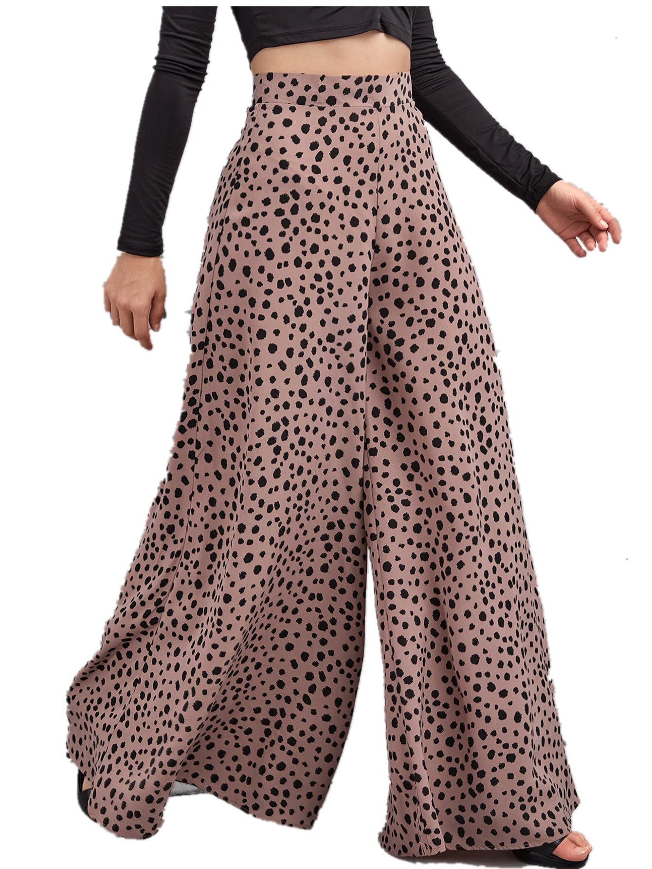 Floerns Women's High Waist Wide Leg Palazzo Pants - All Over Print Yoga Pants for Workout, Lounge & Casual Wear | Comfortable Stretchy Workout Pants for Women | Perfect for Yoga, Gym, Running & Everyday Use