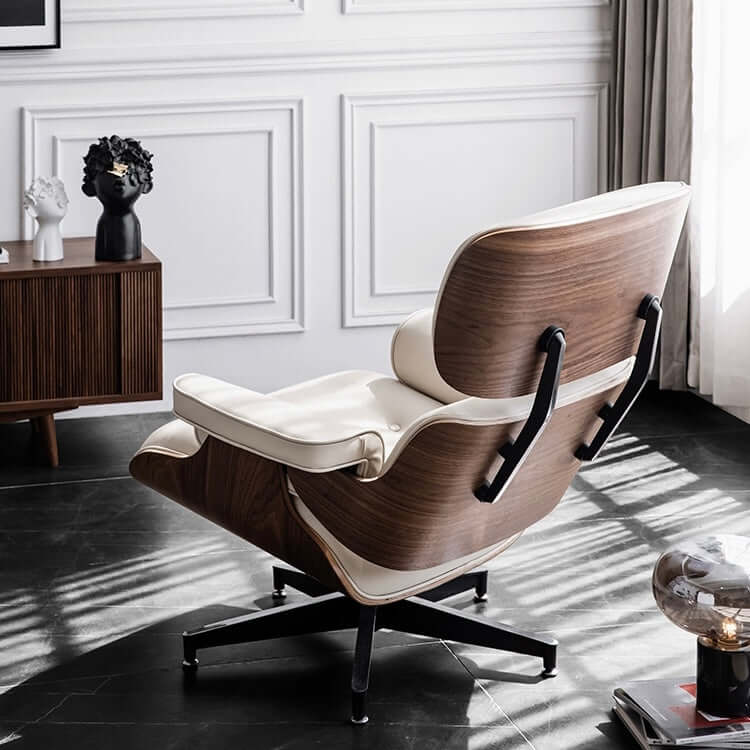 Premium Black/White Reclining Leather Office Chair - Adjustable Ergonomic Swivel Desk Chair with Lumbar Support for Home Office, Gaming & Relaxation