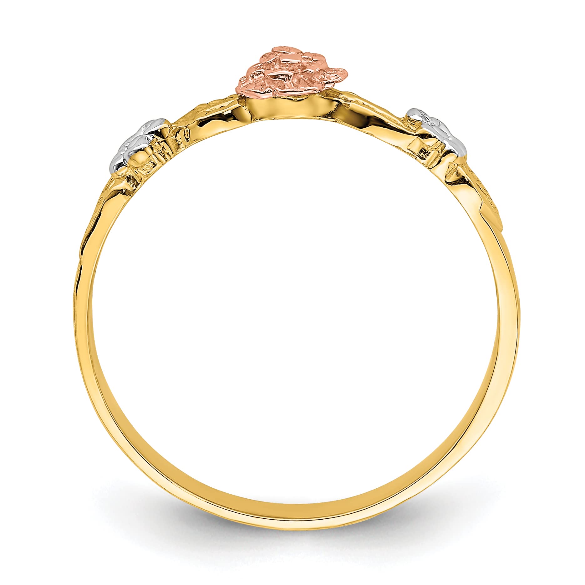 14K Two-Tone Gold and White Rhodium Floral Ring - Size 7.0 | Elegant Flower Design Jewelry for Women, Perfect for Weddings, Anniversaries and Special Occasions
