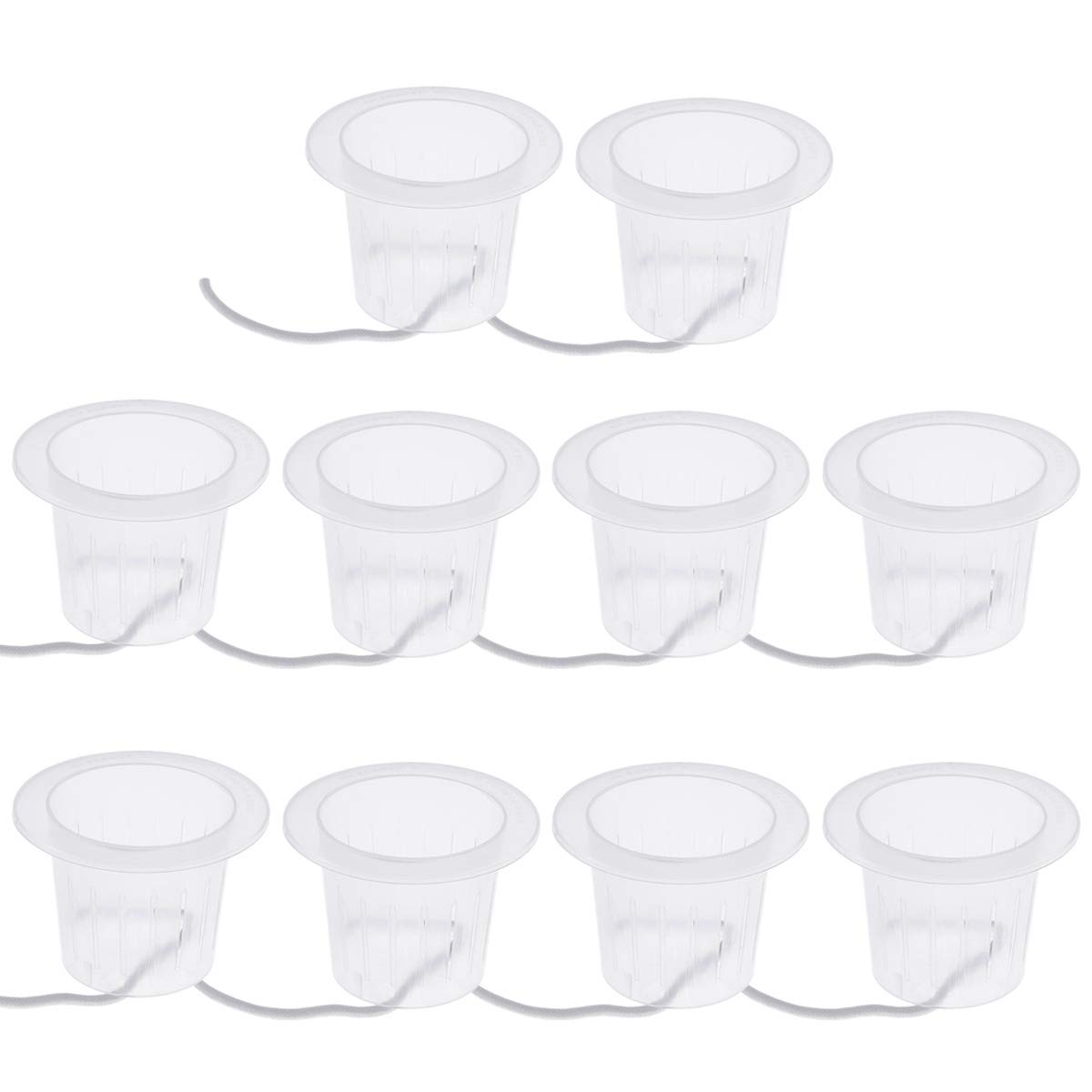 10pcs Clear Hydroponic Net Pots with Holes - Aquaponics Plant Rope Bucket Cups for Orchids, Herbs & Vegetables - Durable Garden Root Tool for Indoor/Outdoor Hydroponic Systems & Vertical Gardening