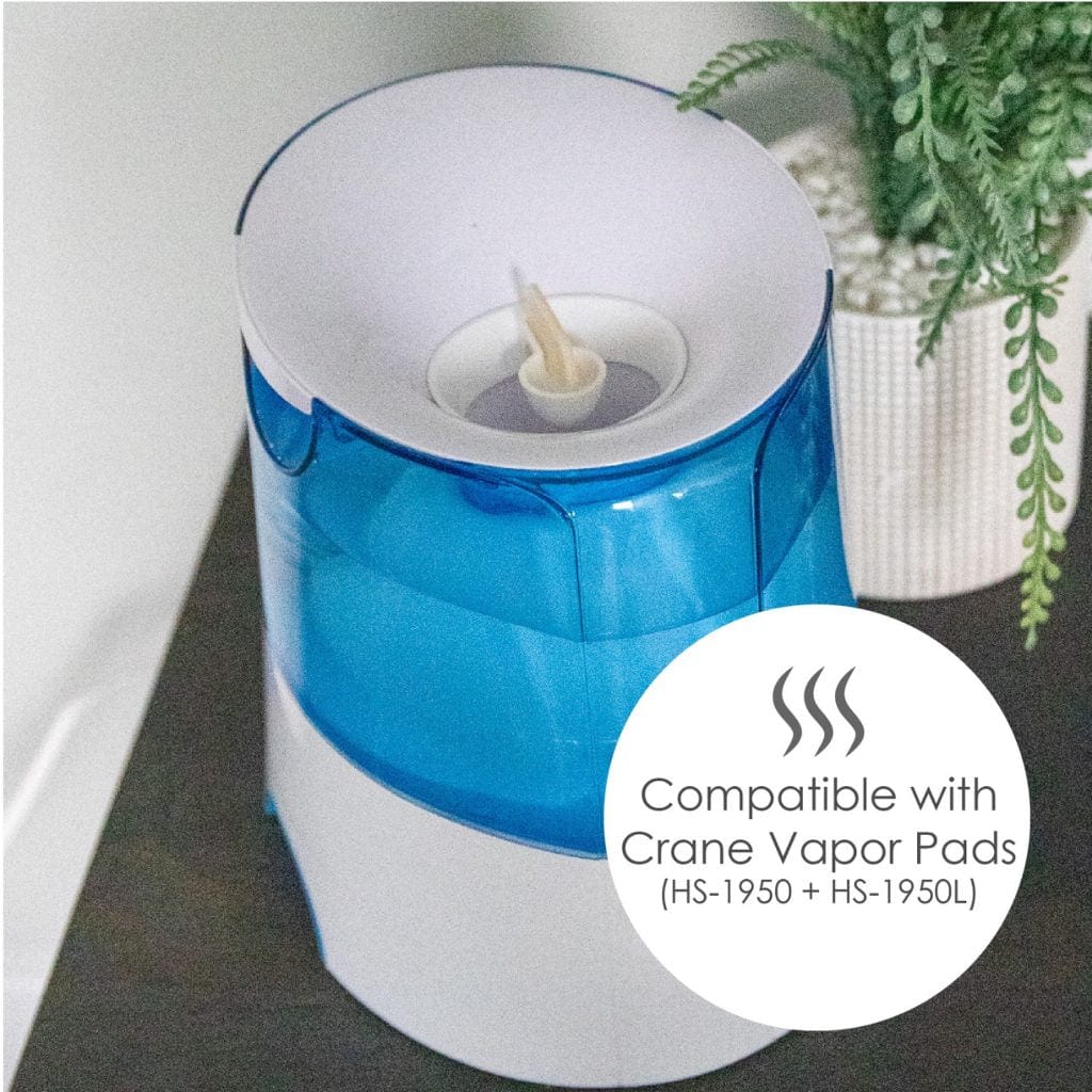 0.5 Gallon Warm Mist Humidifier by Crane - Quiet Ultrasonic Humidifier for Bedroom, Nursery & Office - Relieves Dry Air, Allergies & Congestion