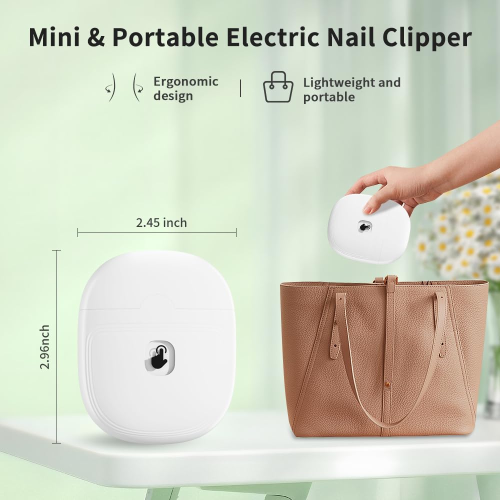 Rechargeable Electric Nail Clipper for Adults & Kids - 2-Speed Automatic Nail Trimmer with LED Light for Men, Women, Seniors & Babies | Perfect for Home, Travel & Gentle Toe/Finger Nail Care