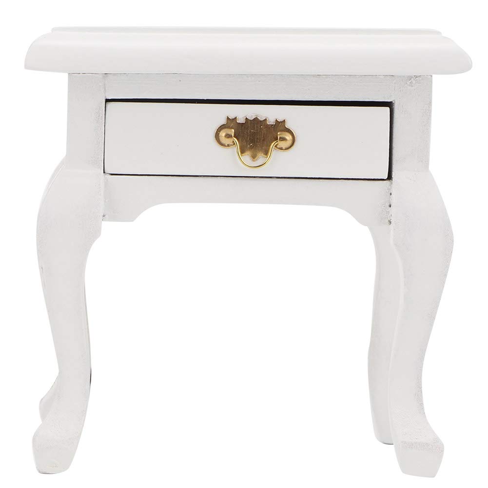 1:12 Scale Miniature Dollhouse Nightstand with Drawer - Realistic Wooden End Table for Dollhouse Accessories, Kids Gift & Collectibles | Perfect for Dollhouse Decor, Miniature Scenes & Children's Playtime
