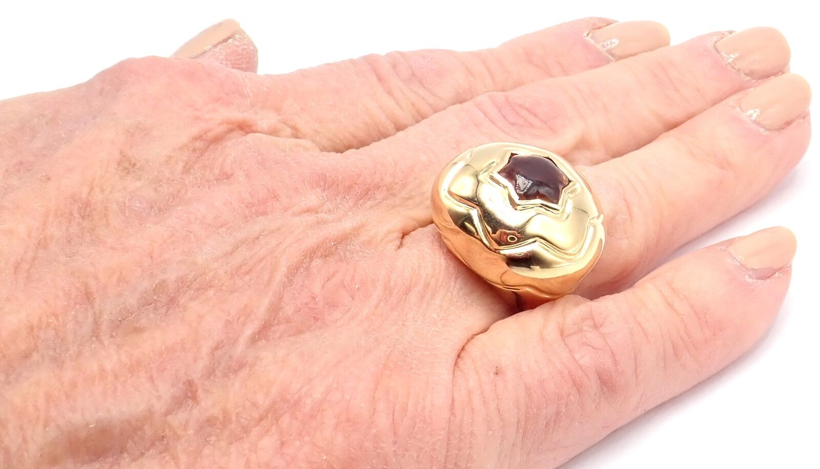 Authentic Bulgari Bvlgari 18k Yellow Gold Star of David Citrine Bombe Ring - Luxury Jewelry for Special Occasions & Gifts