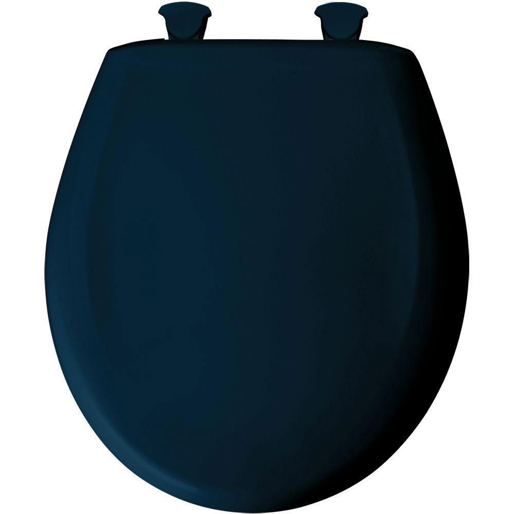 Bemis Slow Close STA TITE Round Closed Front Toilet Seat in Navy 566605 - Soft Closing, No Slam Design for Bathroom Safety & Comfort - Perfect for Homes, Apartments, and Commercial Spaces