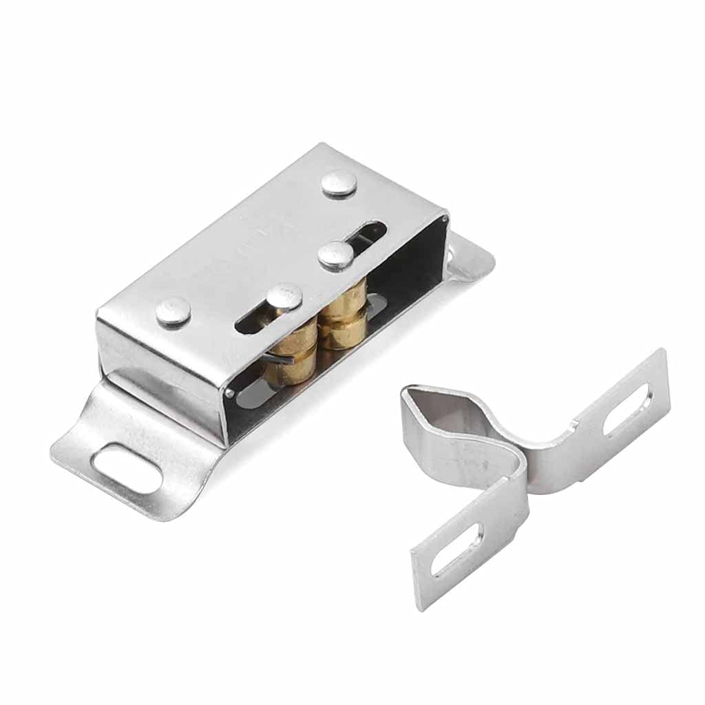 2-Pack Stainless Steel Cabinet Catches with Screws - Heavy Duty Cupboard Door Locks for Kitchen, Bathroom & Furniture - Secure Childproof Safety Latches for Home & Office Use