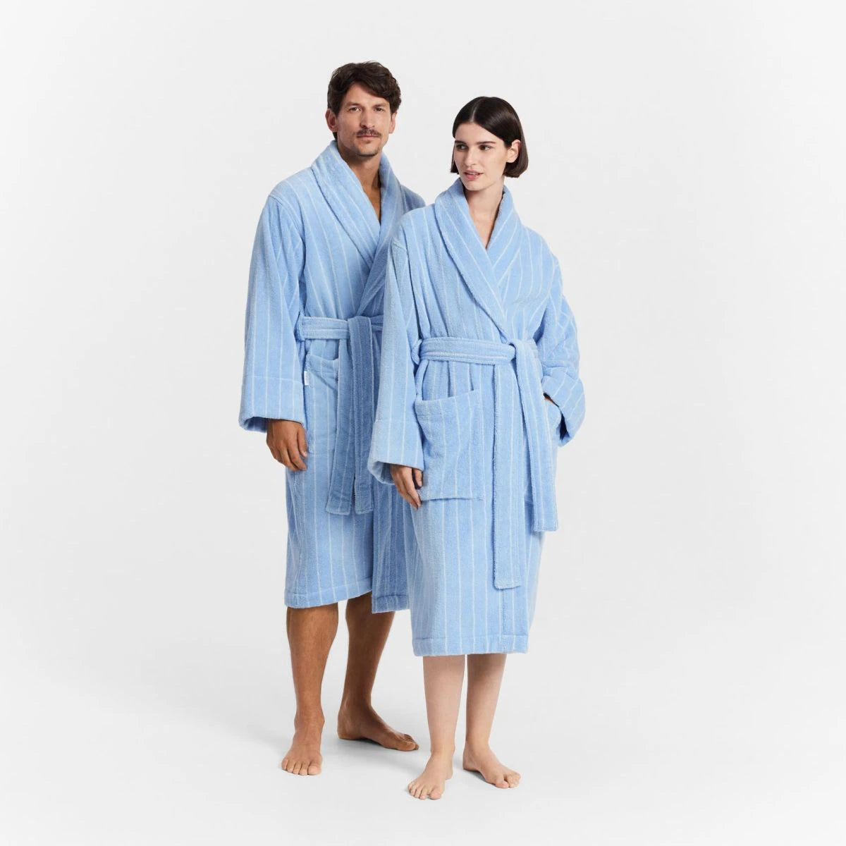 Sheridan AVEN Australian 100% Cotton Bath Robe - Soft & Absorbent Skylight Stripe Design for Spa, Hotel & Home Relaxation