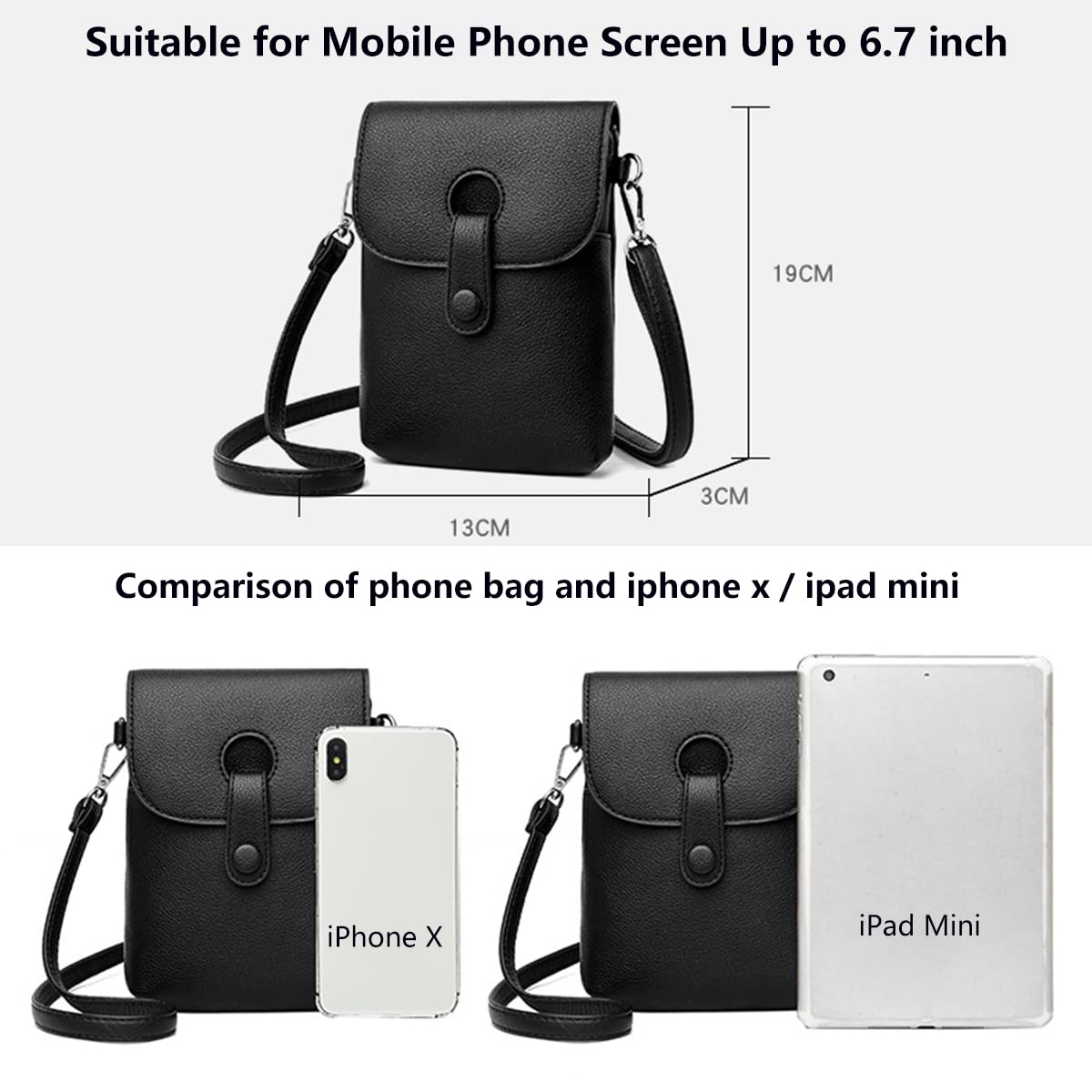 Women's Crossbody Shoulder Bag - Soft PU Leather Phone Wallet with Large Capacity for iPhone 11/12/13/Pro Max (Up to 6.7