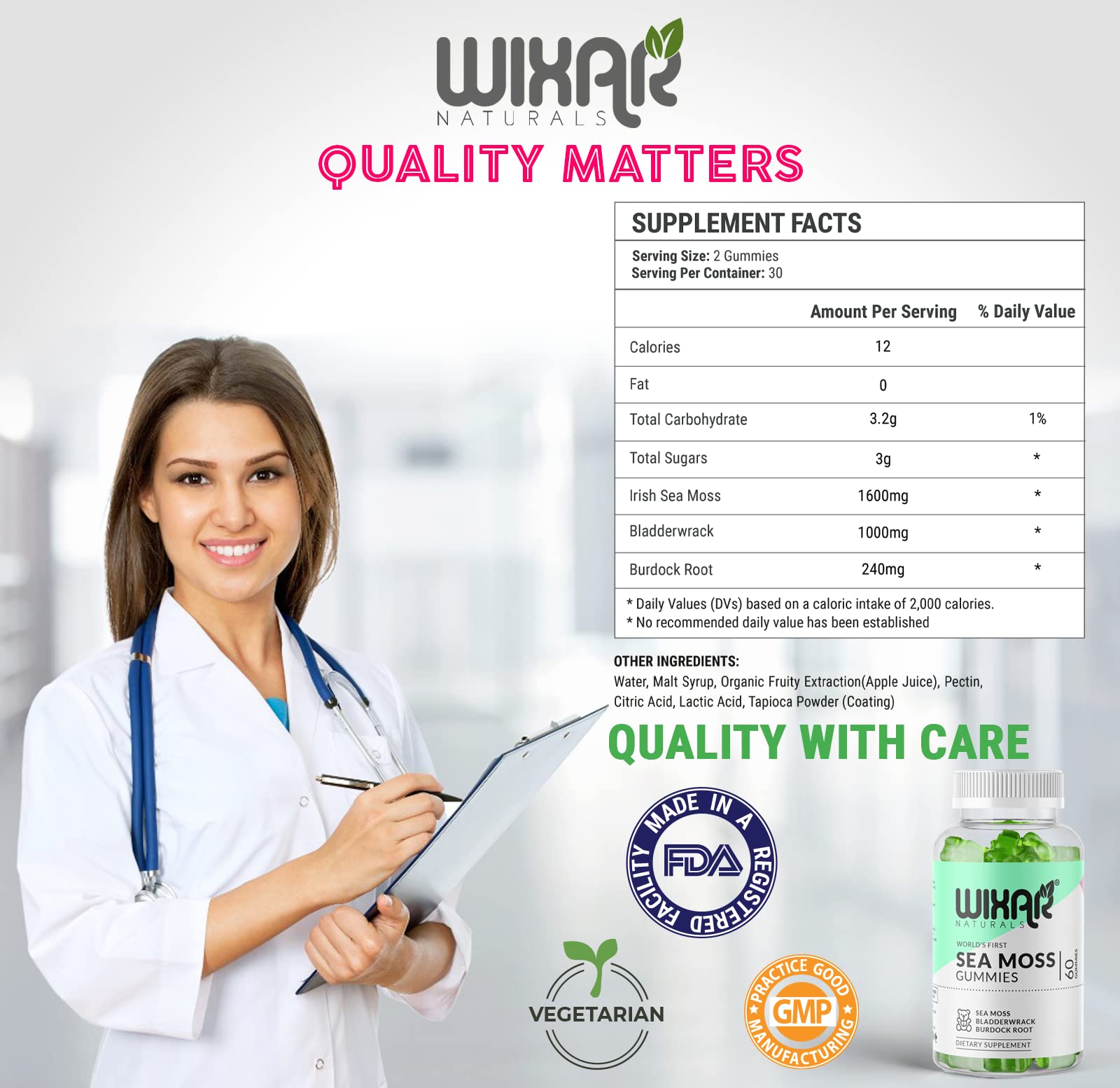 Organic Irish Sea Moss & Bladderwrack Gummies with Burdock Root - 60 Vegan Gummy Supplements for Immune Support, Gut Health & Wellness - Herbal Alkaline Supplement for Energy, Skin & Digestion - Perfect for Daily Wellness Routine & Immune Boosting