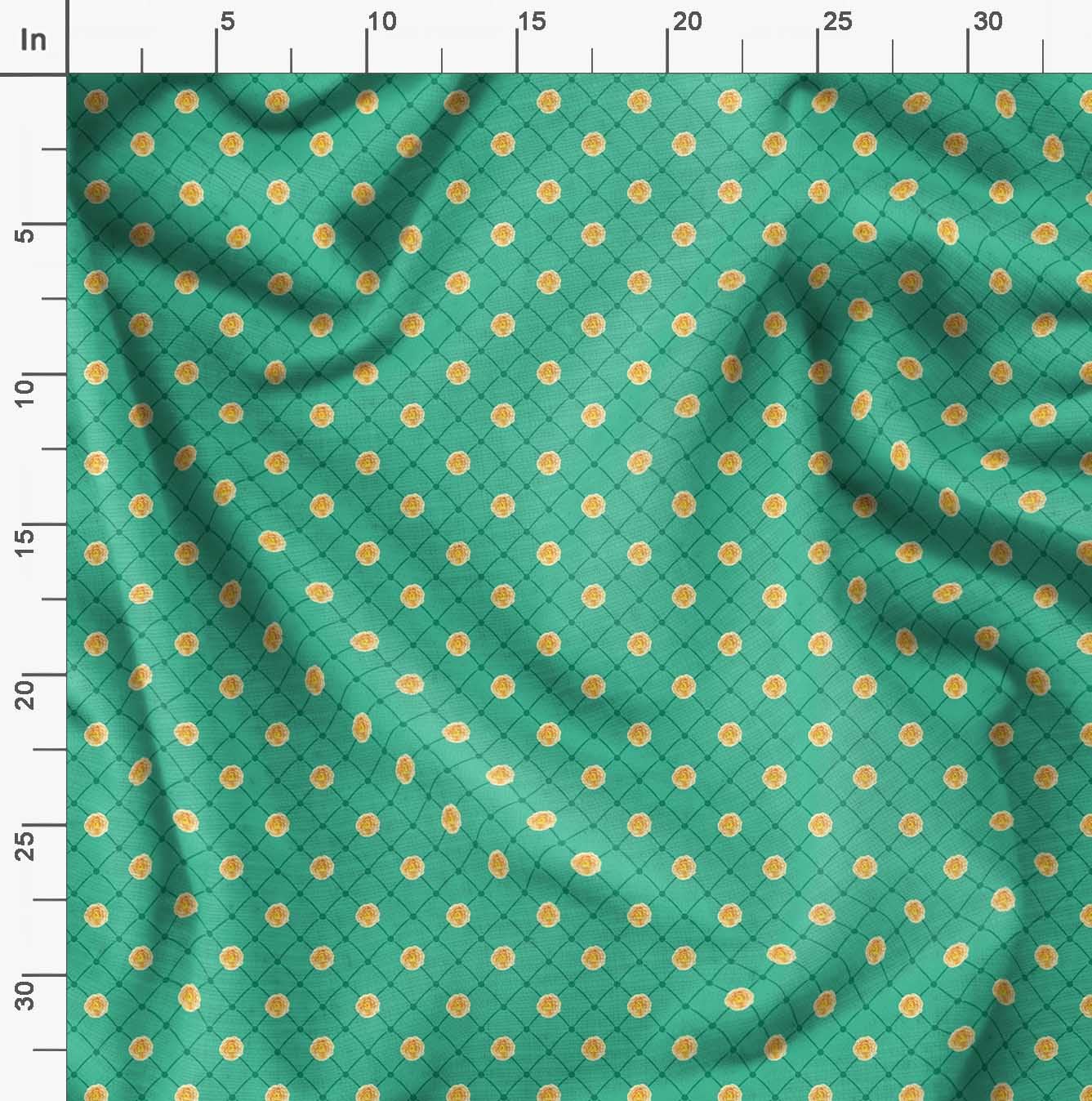 Soimoi Moss Georgette Green Fabric by The Yard - 42 Inch Wide Marigold Geometric Print Fabric with Botanical Vibrant Patterns for Dresses, Curtains & Home Decor | Printed Fabric for DIY Sewing Projects