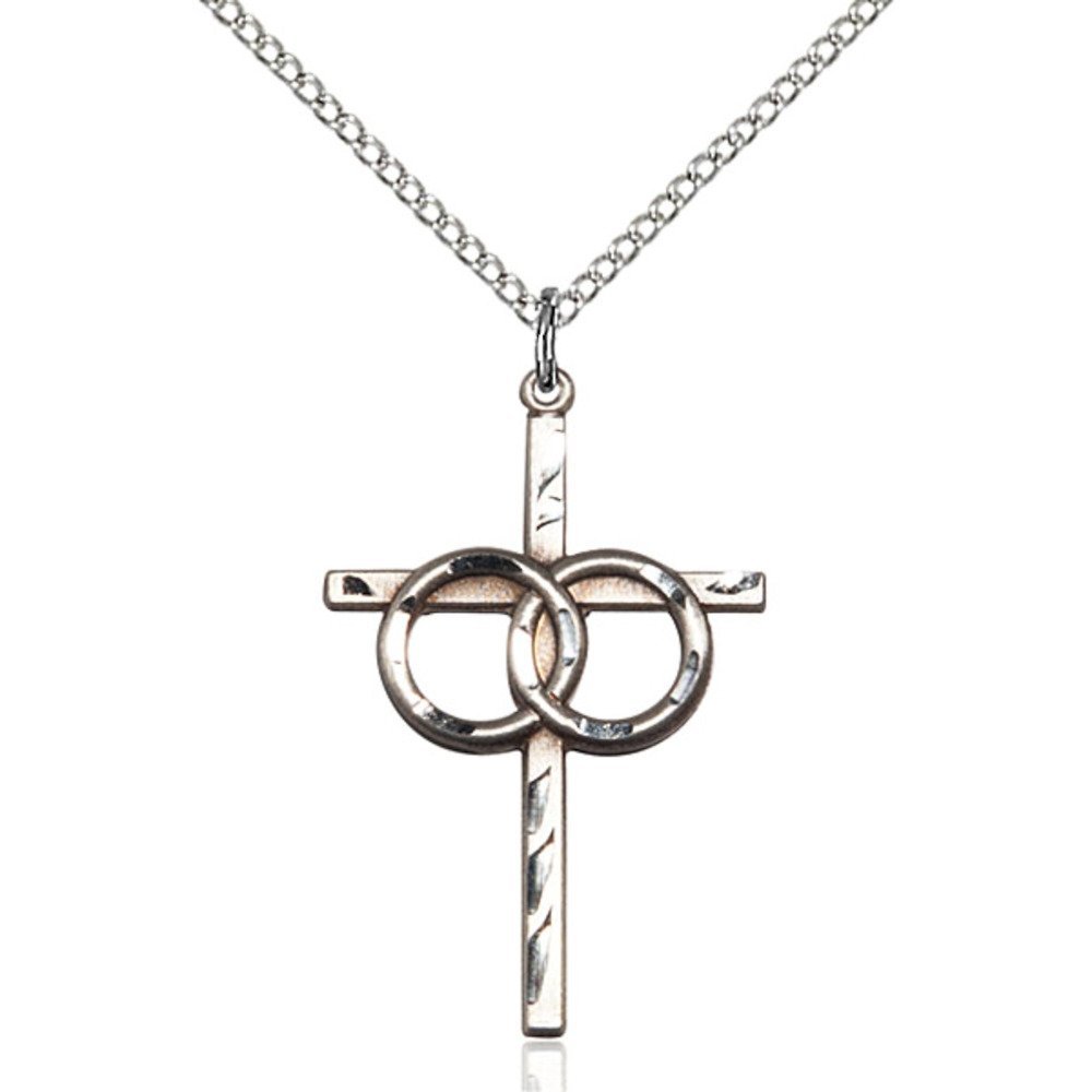 Sterling Silver Cross Pendant Necklace for Women & Men - 1 1/8