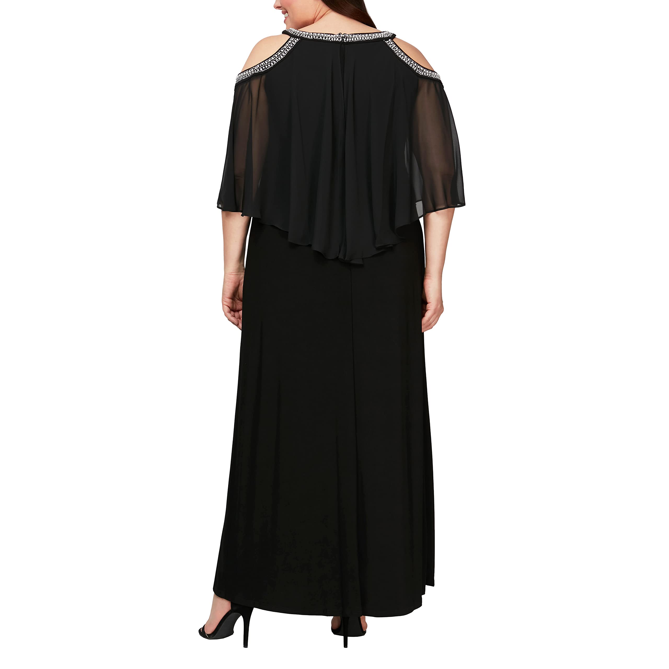 Alex Evenings Plus Size Women's Cold Shoulder Popover Dress - Elegant Formal Evening Gown for Weddings, Parties & Special Occasions