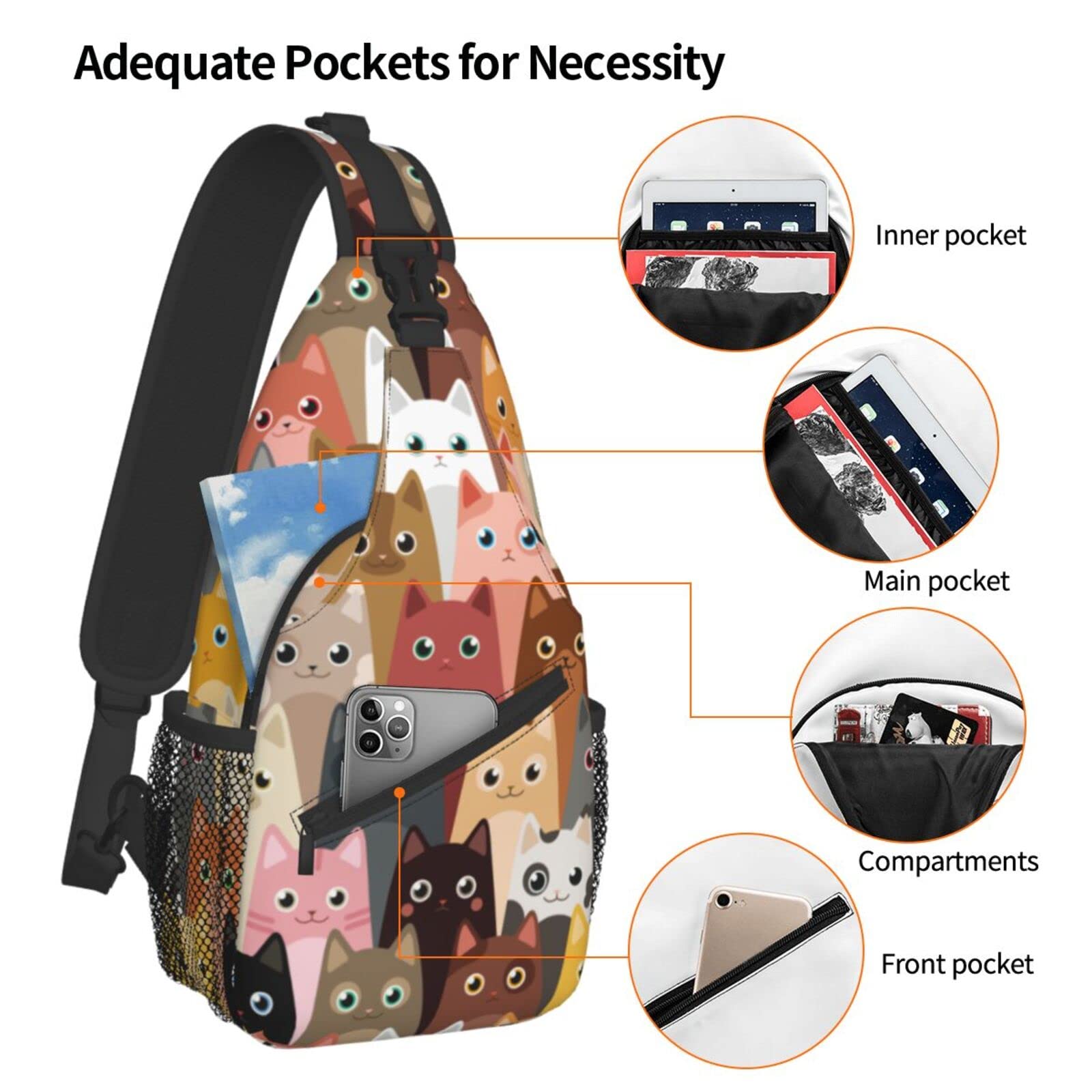 Unisex Sling Backpack for Travel & Hiking - Adjustable Strap