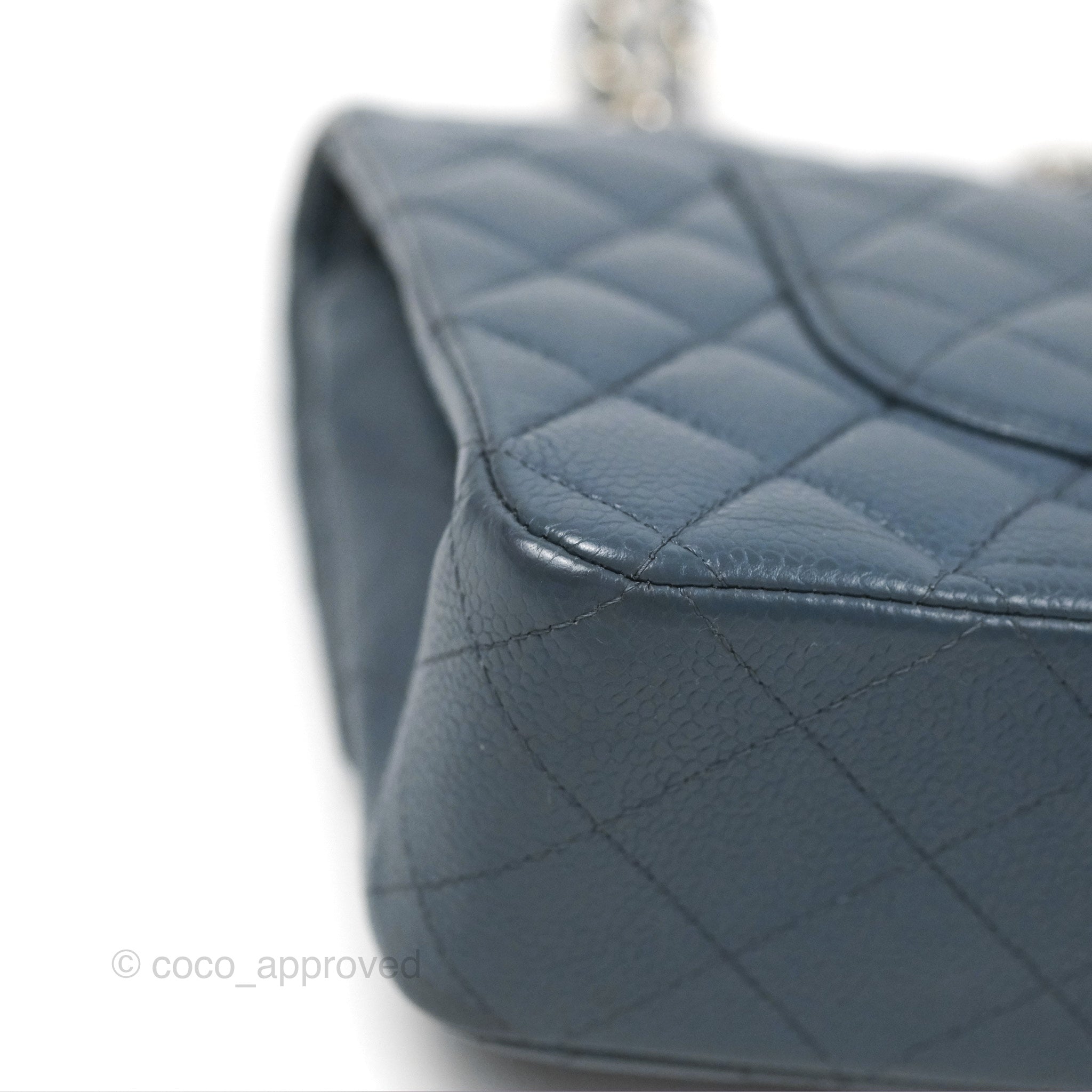 Chanel Classic Double Flap Quilted Medium/Large Handbag in Blue Caviar Leather with Silver Hardware - Perfect for Work, Evening Events & Luxury Fashion Accessories