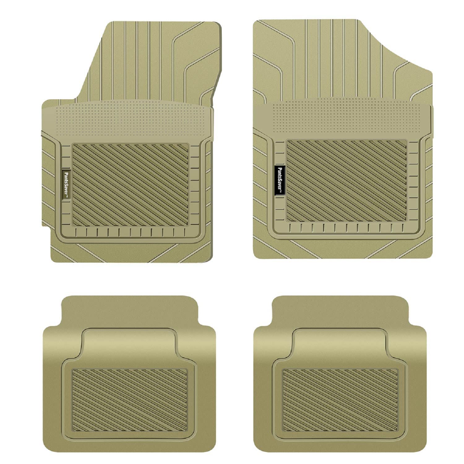 PantsSaver Custom Fit All-Weather Floor Mats for 2018 Jeep Grand Cherokee - High Raised Border Protection, Full Set Liners (Tan) | Perfect for Off-Roading, Daily Commutes & Family Road Trips