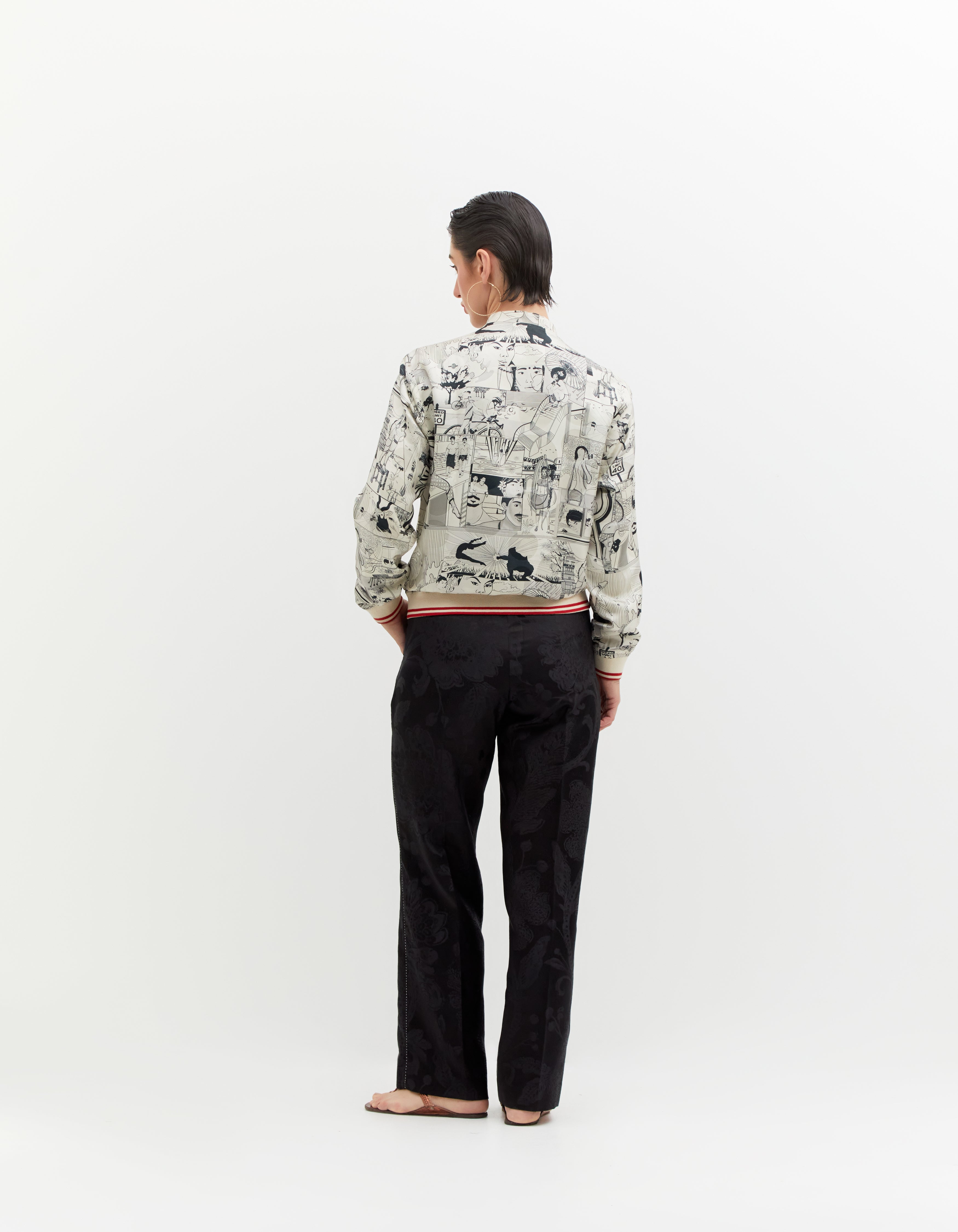 SD Leap Janbaaz Bomber Jacket - Premium Silk Damask Black & White Jacket for Men | Streetwear Fashion, Casual Outfit, Night Out Style