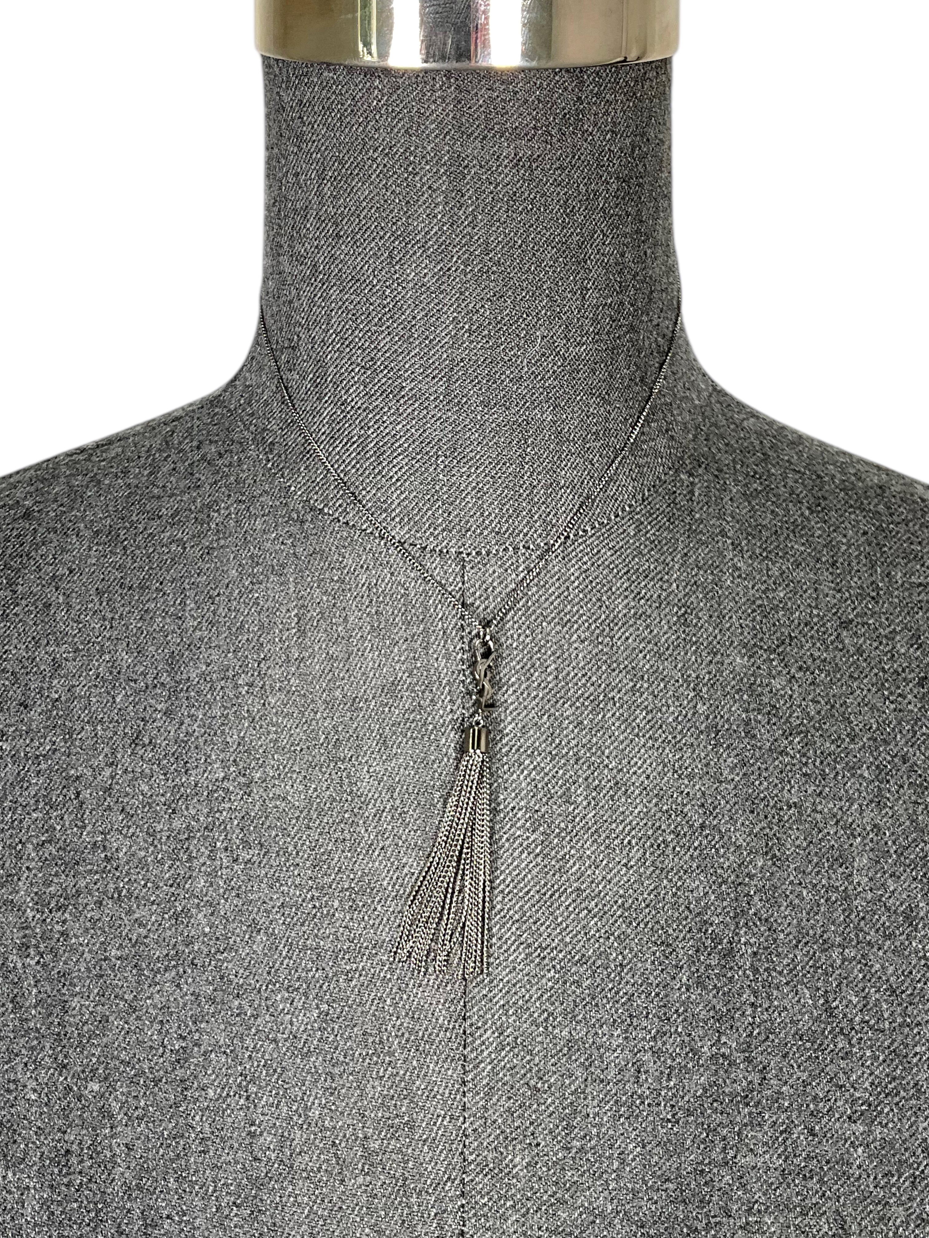 SAINT LAURENT YSL Monogram Tassel Necklace for Women - Luxury Gold Chain Pendant with Tassel Charm - Perfect for Evening Parties, Date Nights & Special Occasions