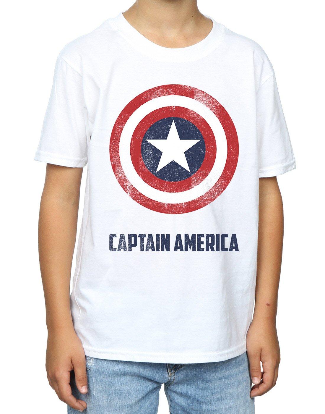 Marvel Captain America Shield Graphic T-Shirt for Boys Age 7-8 - White Superhero Costume & Casual Wear