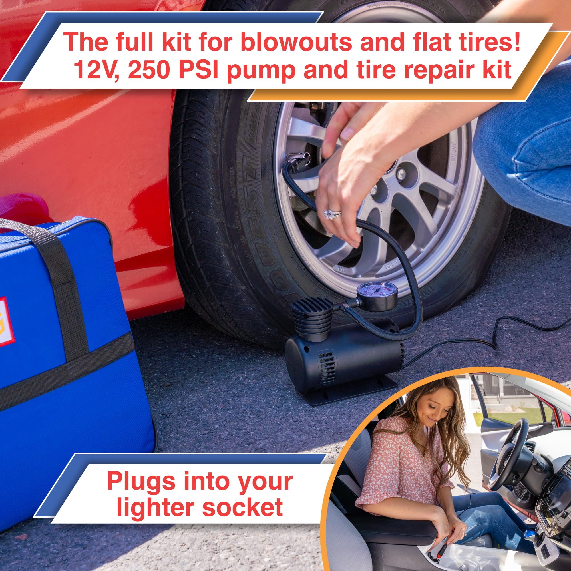 90-Piece Car Emergency Roadside Kit Tool Set with Safety Essentials for Women & Men - Essential Safety & Survival Assistance Kit for Travel, Camping, Road Trips, Trucks & SUVs | Perfect for Roadside Emergencies, Vehicle Breakdowns & Outdoor Adventures