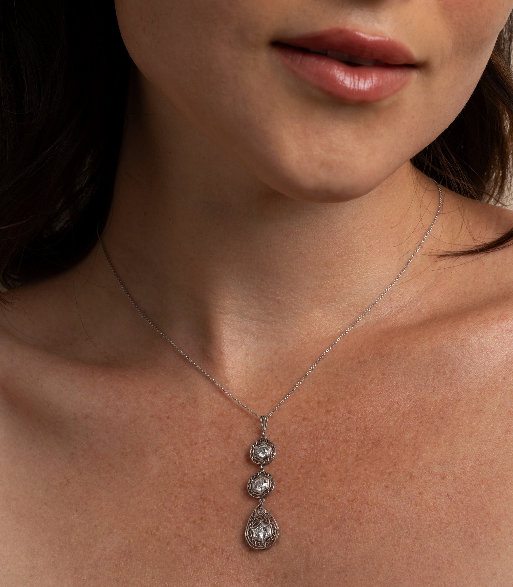 Odette Platinum Diamond Drop Necklace - Elegant Dainty Pendant for Unique Engagement Rings, Anniversary Gifts & Special Occasions