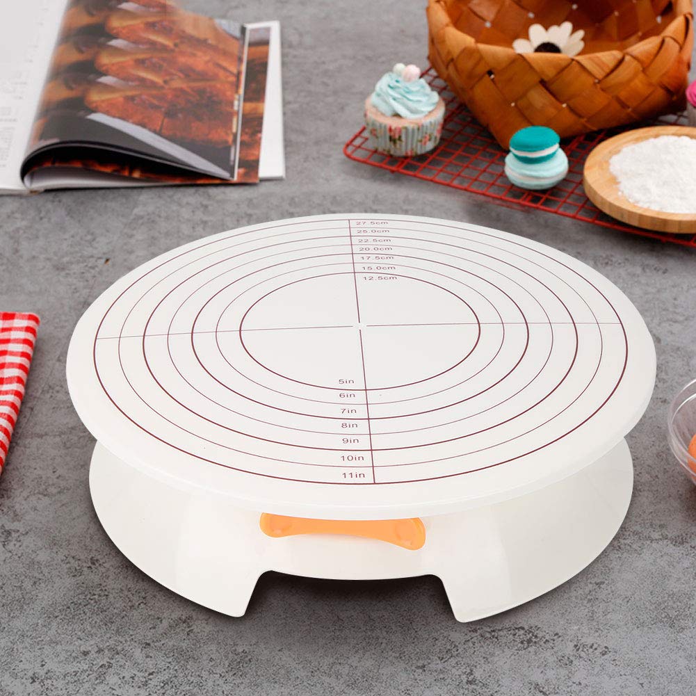 11 Inch Non-Stick Cake Turntable - White Rotating Cake Stand for Decorating, Baking & Pastry Making | Cake Spinner for Cupcakes, Fondant & Dessert Presentation | Perfect for Home Bakers & Professional Chefs
