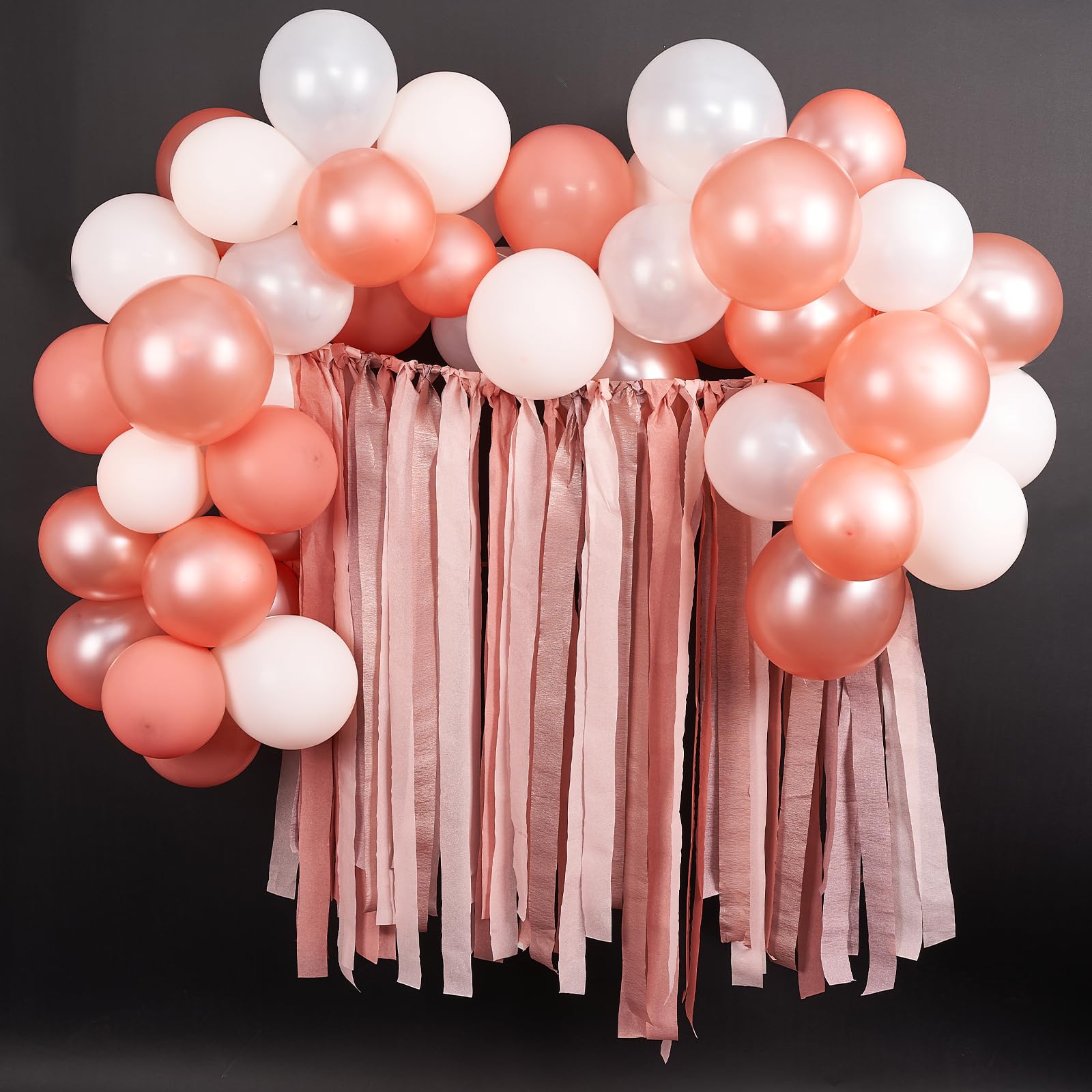 PartyWoo Metallic Rose Gold, Pink & Dusty Pink Crepe Paper Streamers - 6 Rolls (492ft Total) for Bridal Shower, Bachelorette Party & Wedding Decorations - Perfect for Ceiling Decor, Photo Backdrops & DIY Party Supplies (1.8