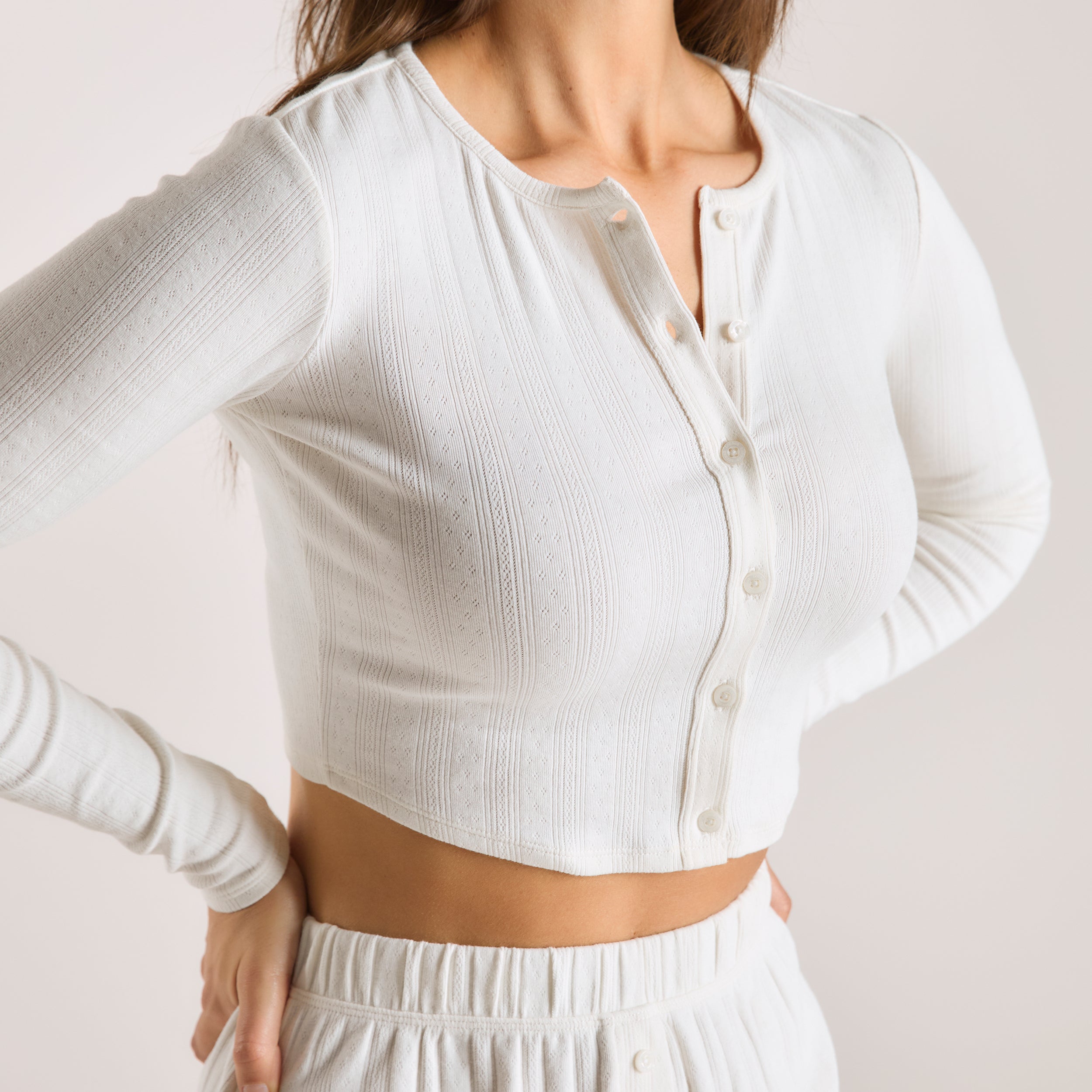 Pointelle Cardigan for Women - Soft Cream Knit Sweater | Lightweight Open Front Cardigan for Spring & Fall | Perfect for Layering, Office Wear & Casual Outfits