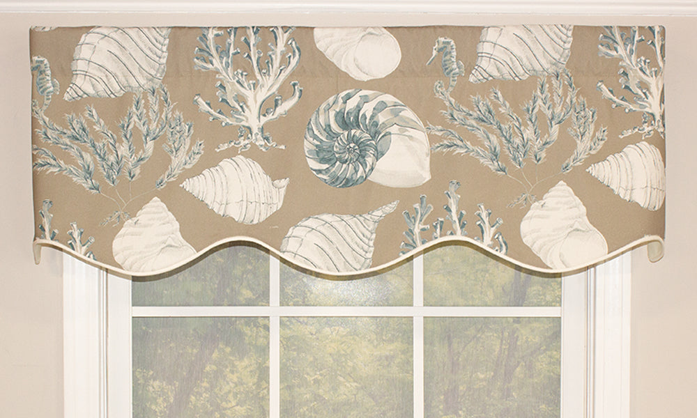 Deep Sea Toile Provance Valance - Elegant French Country Window Valance Curtain for Living Room, Bedroom & Kitchen Decor