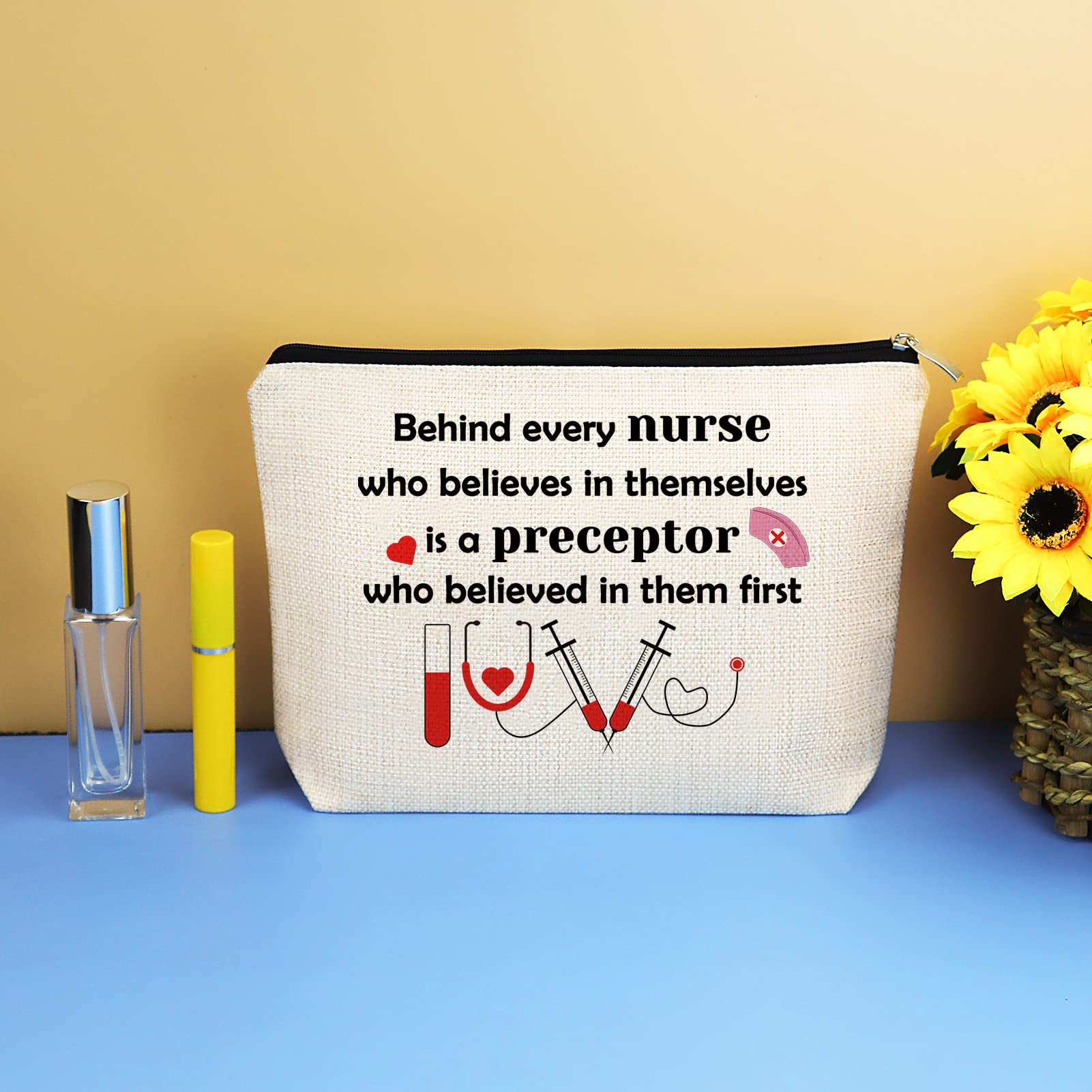 Nurse Preceptor Gift - Cosmetic Makeup Bag for RN Instructors & Teachers | Thank You Appreciation Present for Graduation, Christmas, Birthday & Nurses Week | Travel Toiletry Pouch with Zipper | Perfect for Clinical Shifts, Hospital Duty & Vacation Essentials