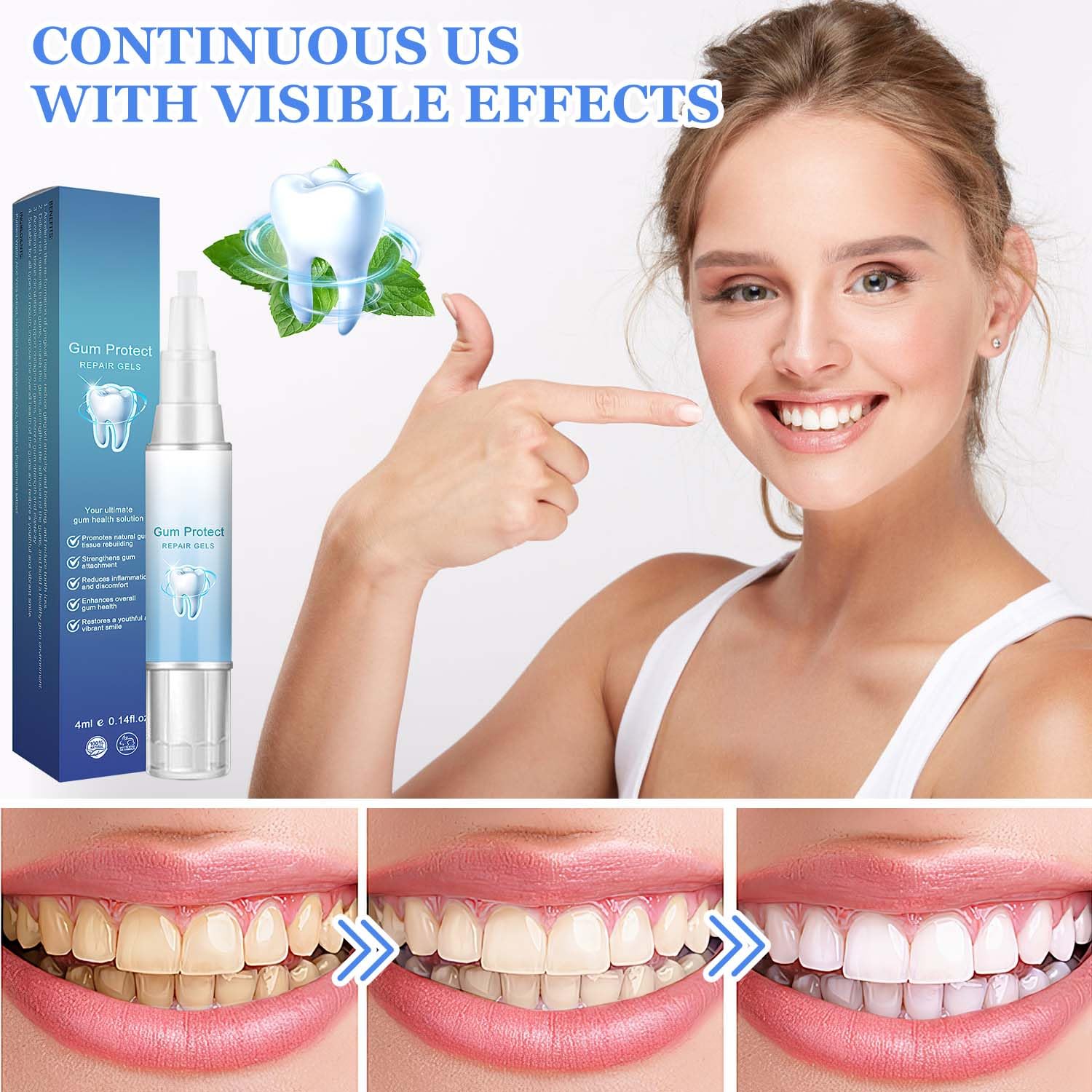 BSOON Gum Therapy Gel - 3 Pack Teeth Whitening Sticks for Sensitive Gums, Stain Remover & Whitening Essence for Brighter Smile | Perfect for Daily Oral Care & Travel Use