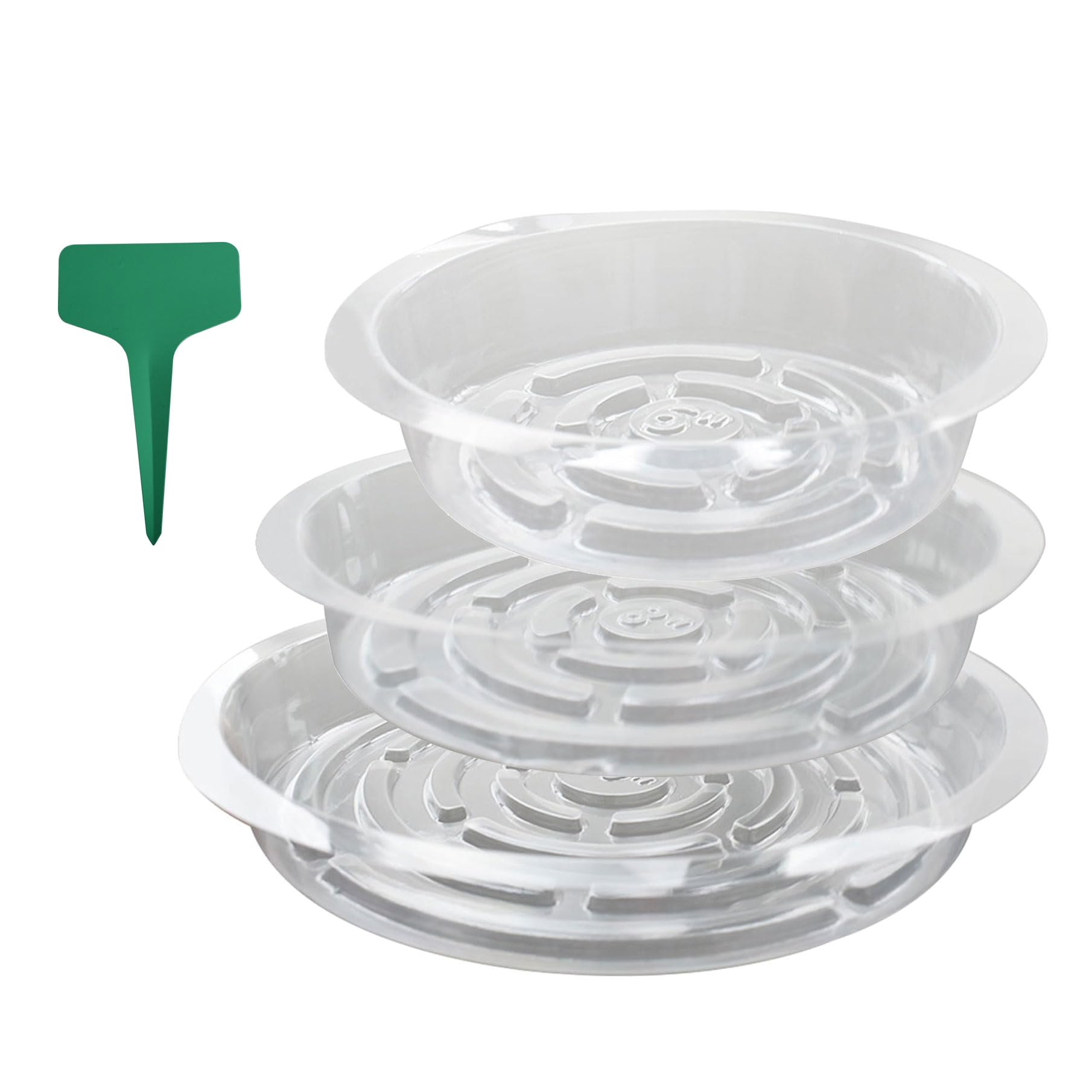 5-Pack Heavy Duty Clear Plastic Plant Saucers - Thick & Sturdy Drip Trays for Indoor/Outdoor Flower Pots - Perfect for Garden, Balcony & Patio Plant Drainage