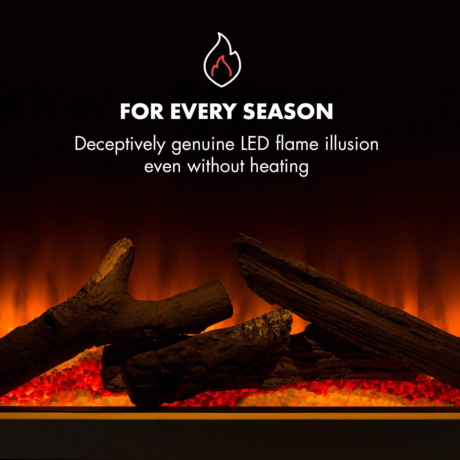 Klarstein 2000W Built-in Electric Fireplace with LED Flame Effect, Remote Control, Timer & Temperature Control - Perfect for Living Room, Bedroom & Office Heating