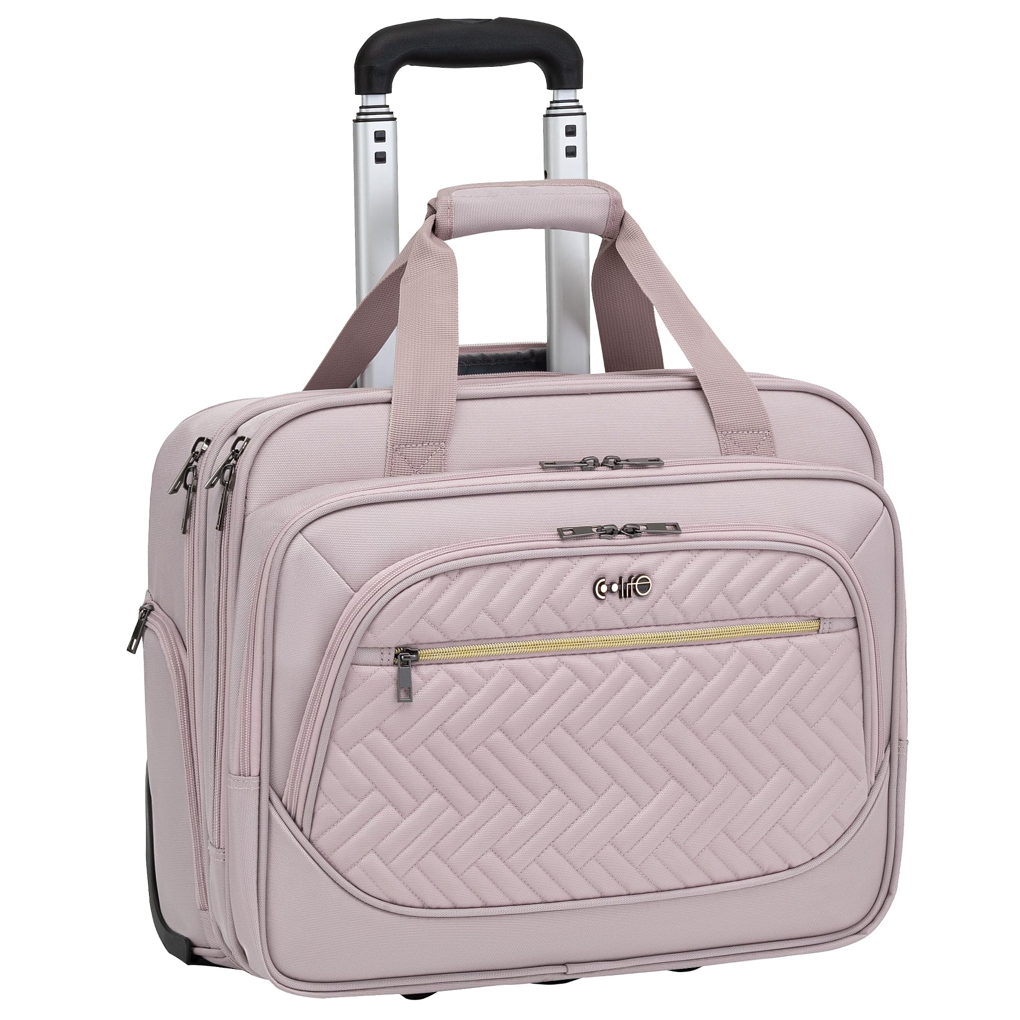 Coolife 17.3 Inch Rolling Laptop Briefcase Bag with Wheels - Durable Mobile Office Laptop Case for Business Travel & Daily Commute